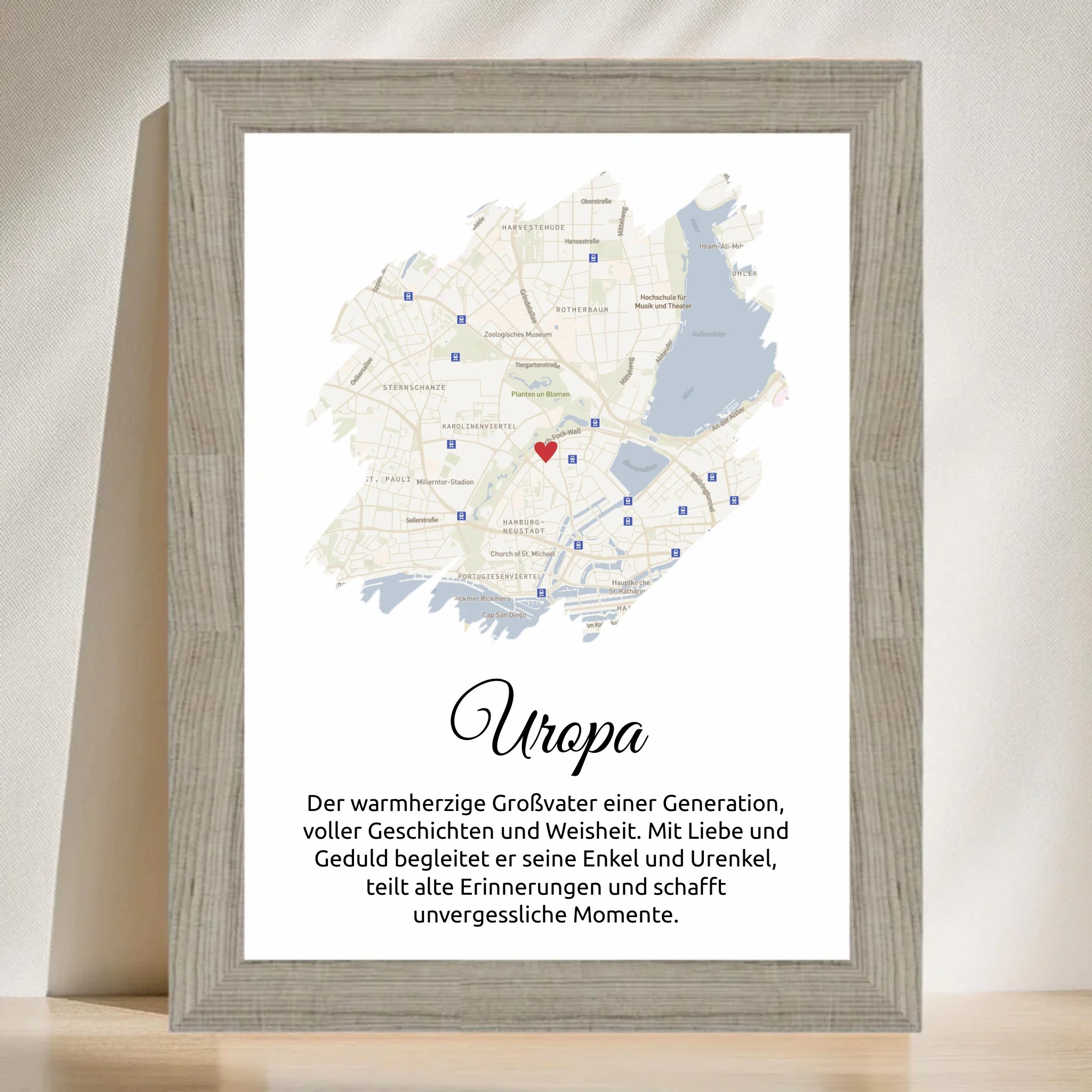 Uropa Geschenk Stadtkarte mit Definition personalisierbar - Cantty