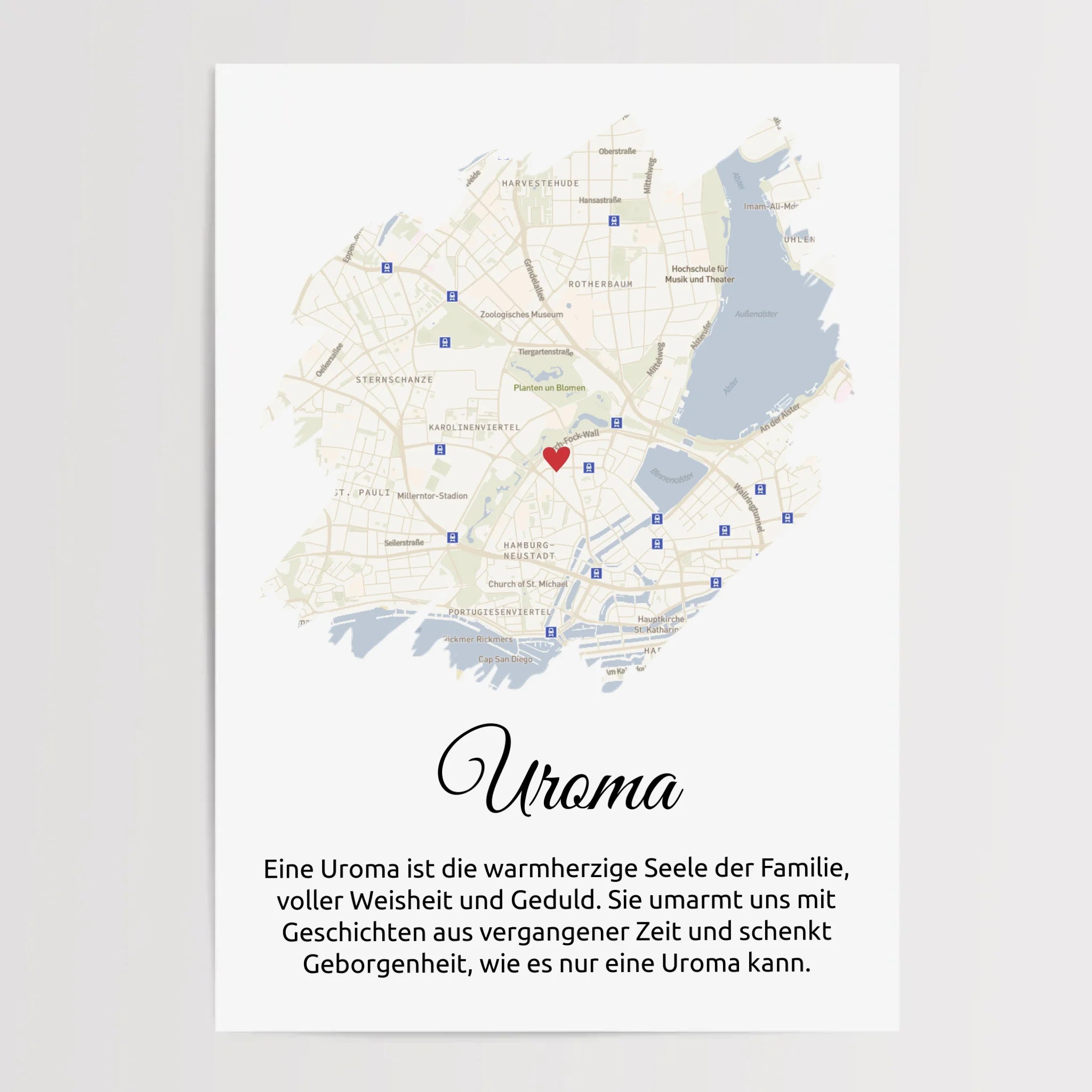 Stadtkarte Geschenk für Uroma mit Definition personalisierbar - Cantty