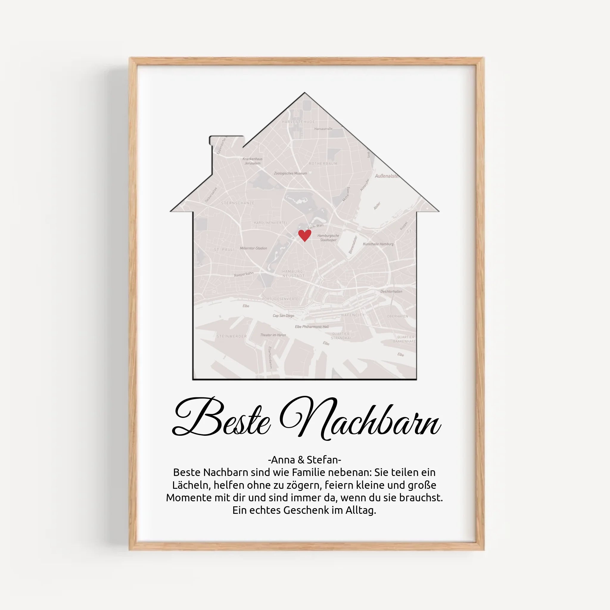 Weihnachtsgeschenk für die Nachbarn Stadtkarte Poster personalisierbar - Cantty