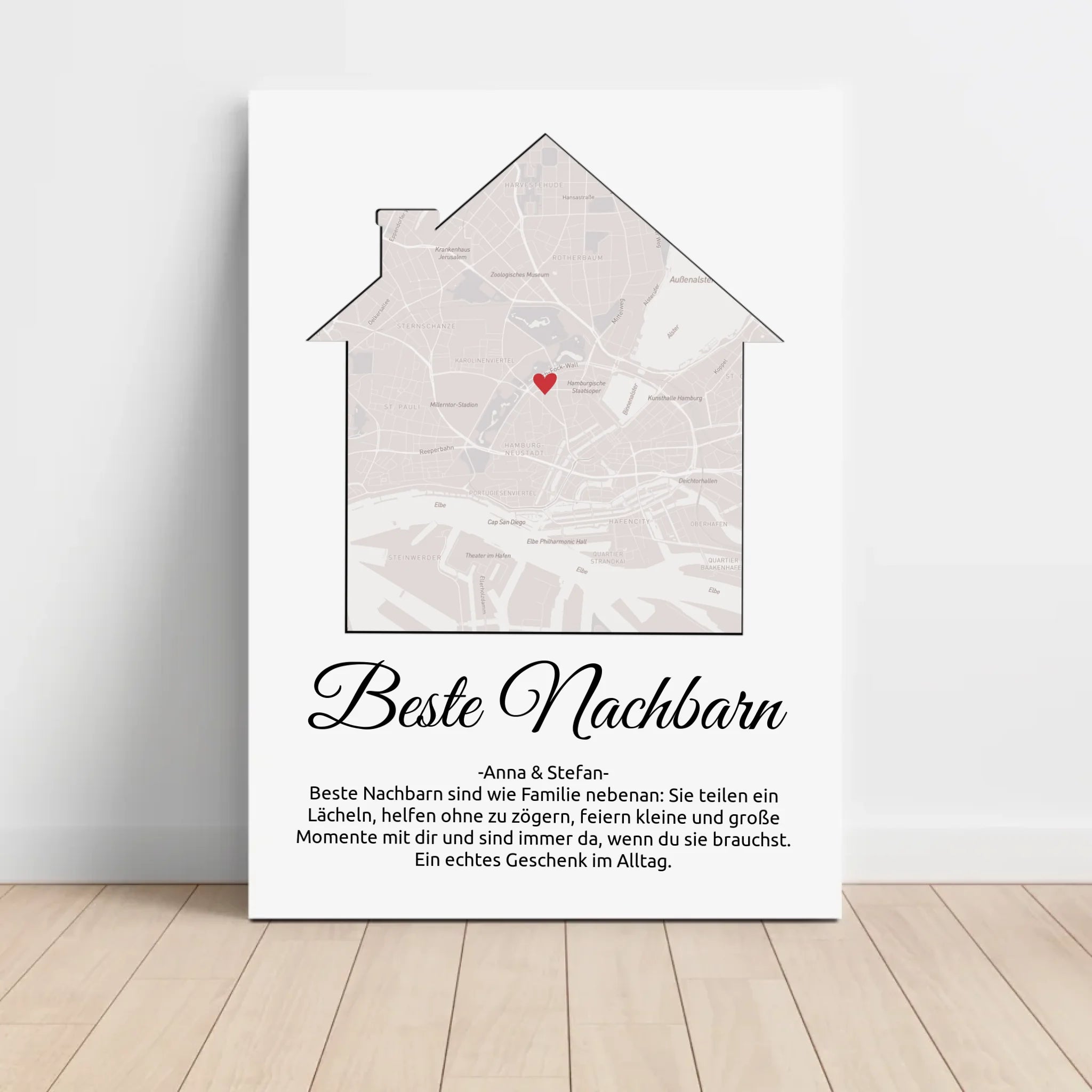 Weihnachtsgeschenk für die Nachbarn Stadtkarte Poster personalisierbar - Cantty