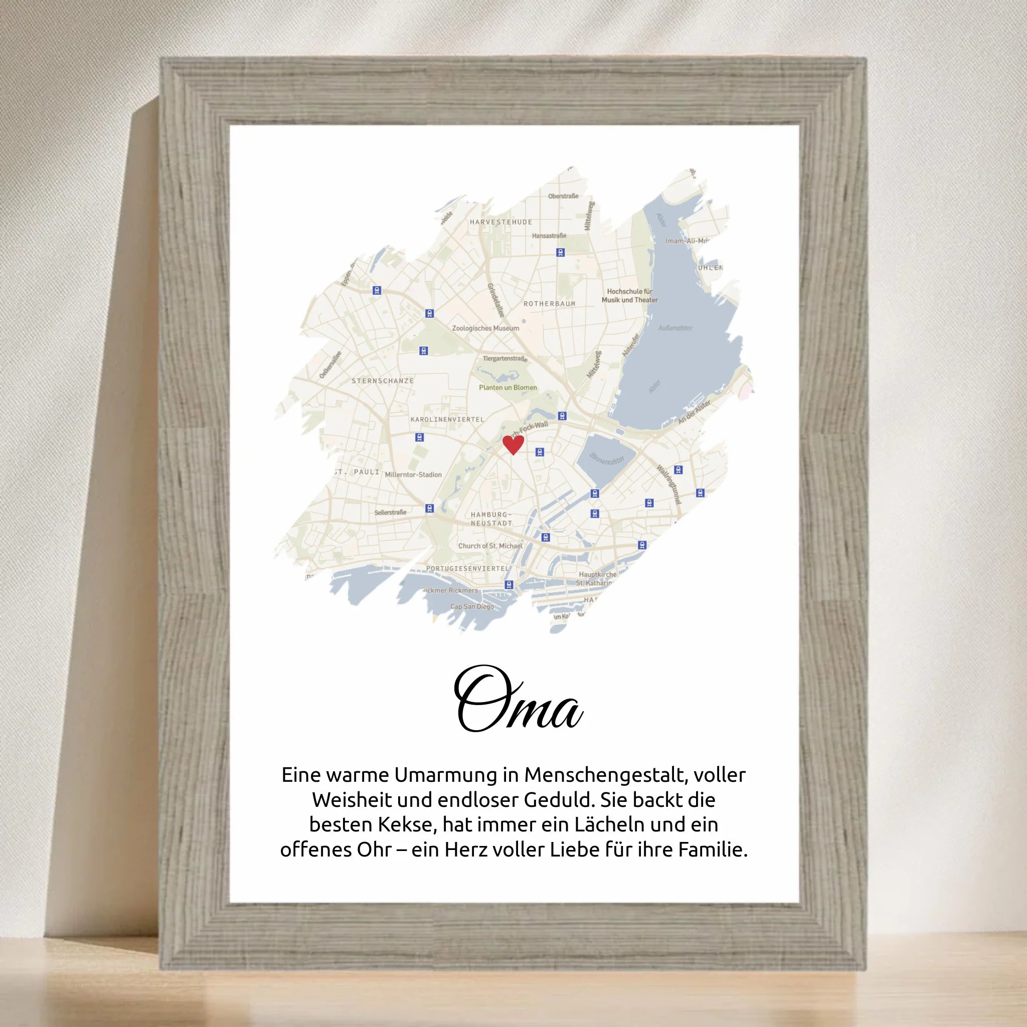 Oma Geschenk Stadtkarte Poster mit Definition personalisierbar - Cantty