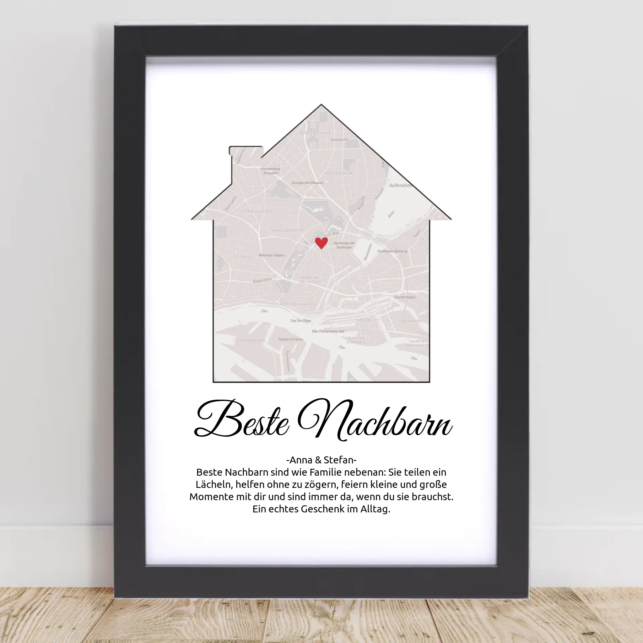 Weihnachtsgeschenk für die Nachbarn Stadtkarte Poster personalisierbar - Cantty