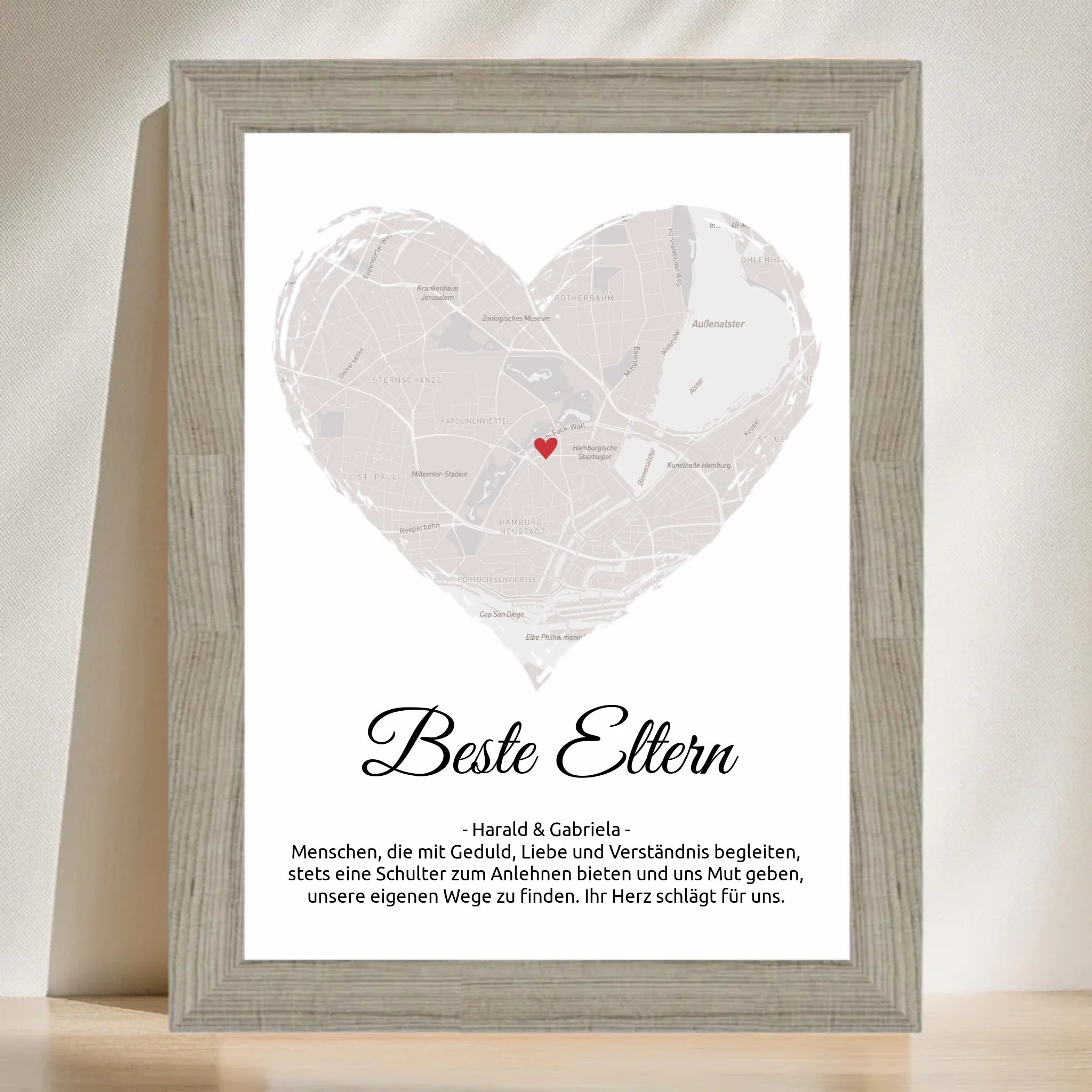 Weihnachtsgeschenk für Eltern Stadtplan Poster personalisierbar - Cantty