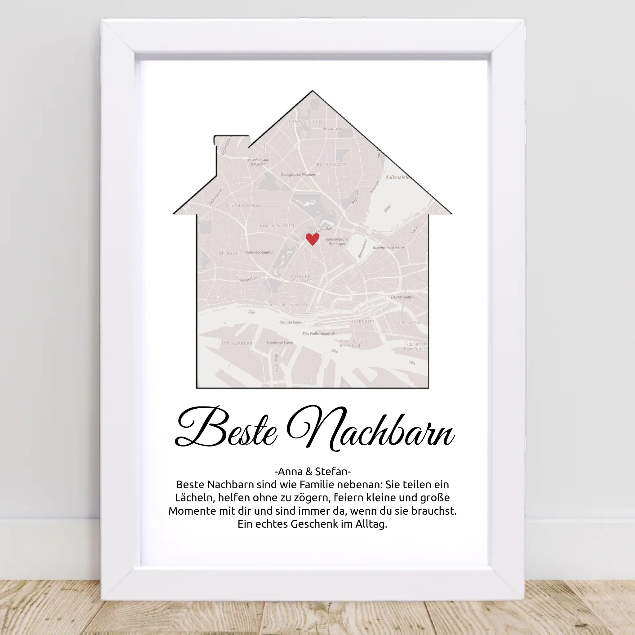 Weihnachtsgeschenk für die Nachbarn Stadtkarte Poster personalisierbar - Cantty