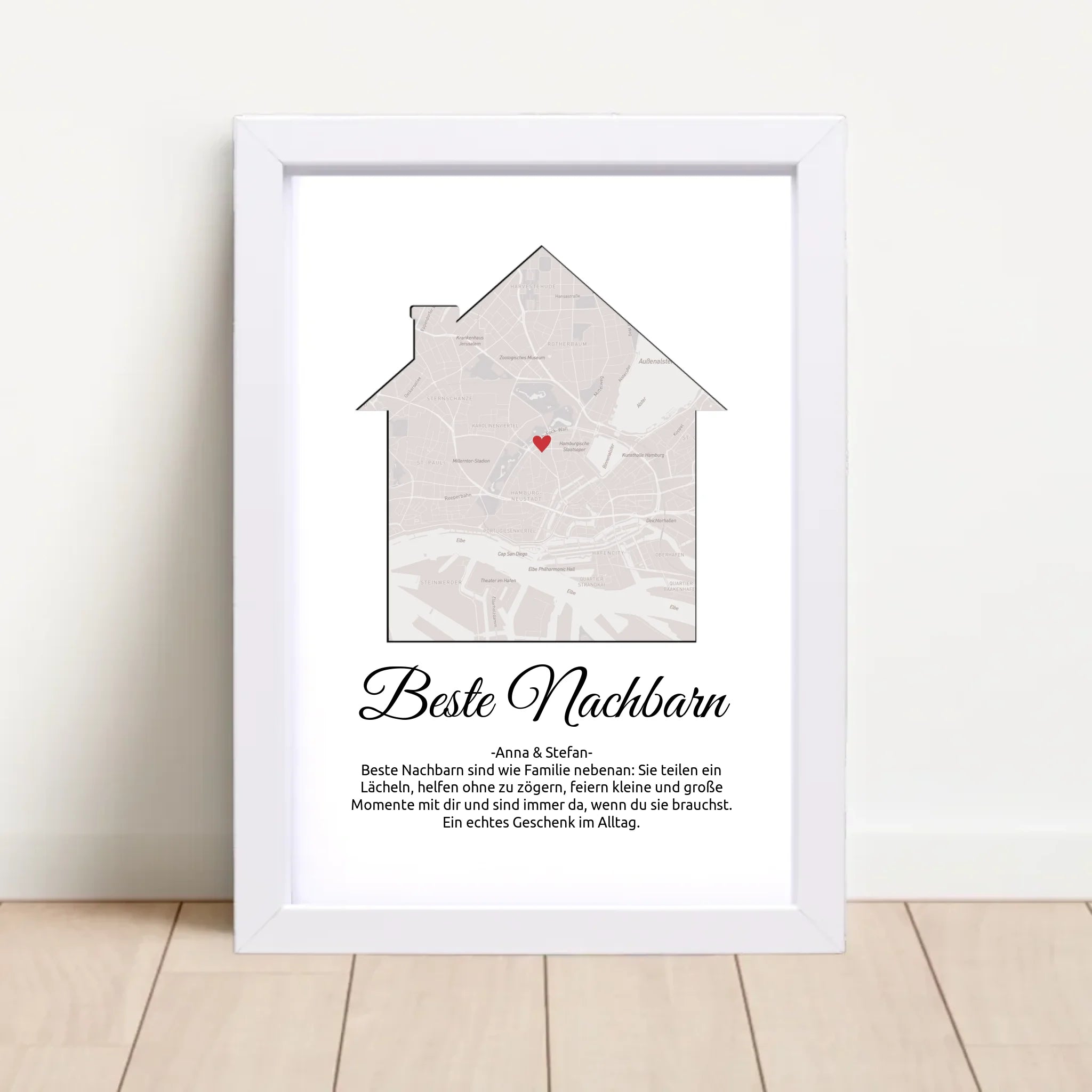 Weihnachtsgeschenk für die Nachbarn Stadtkarte Poster personalisierbar - Cantty