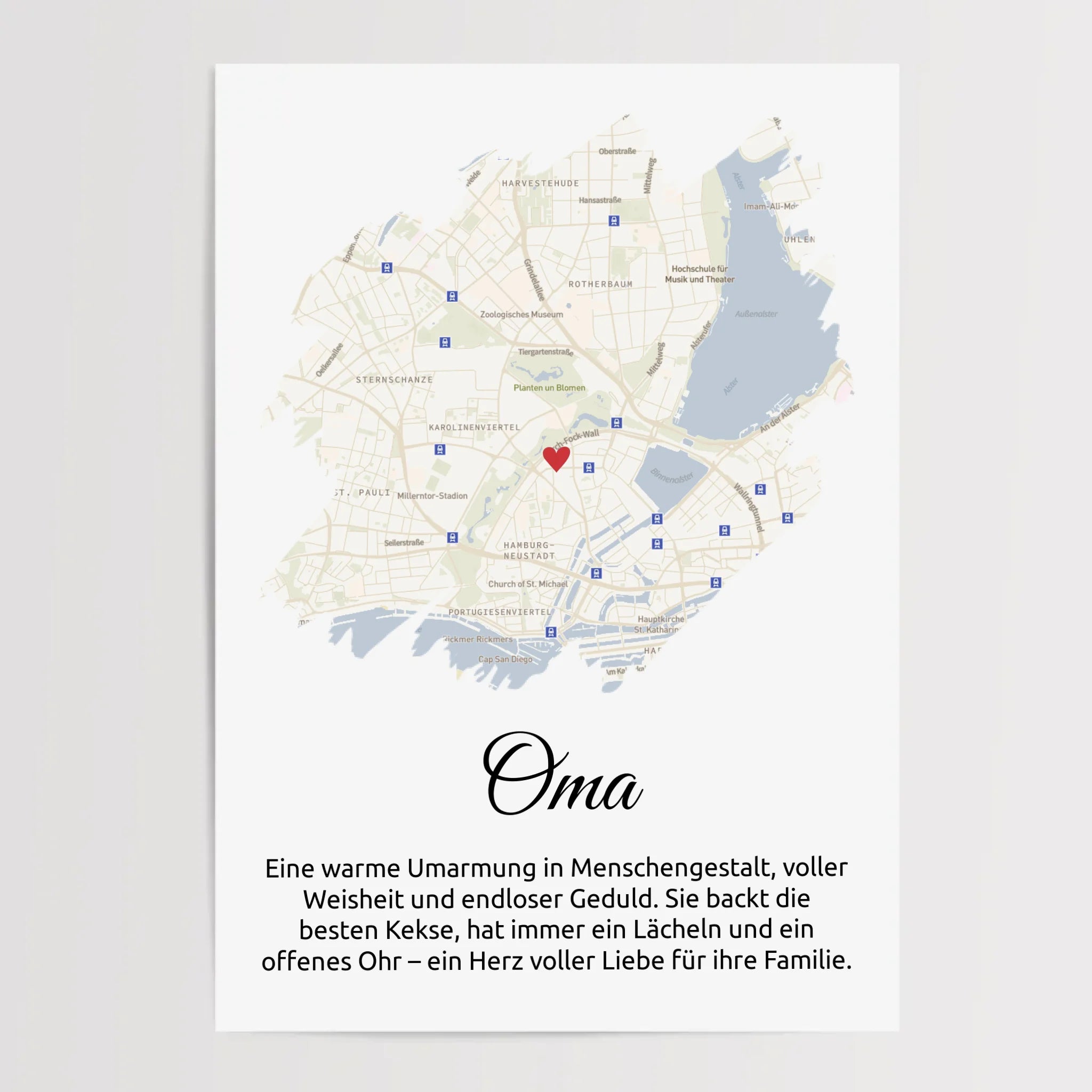 Oma Geschenk Stadtkarte Poster mit Definition personalisierbar - Cantty