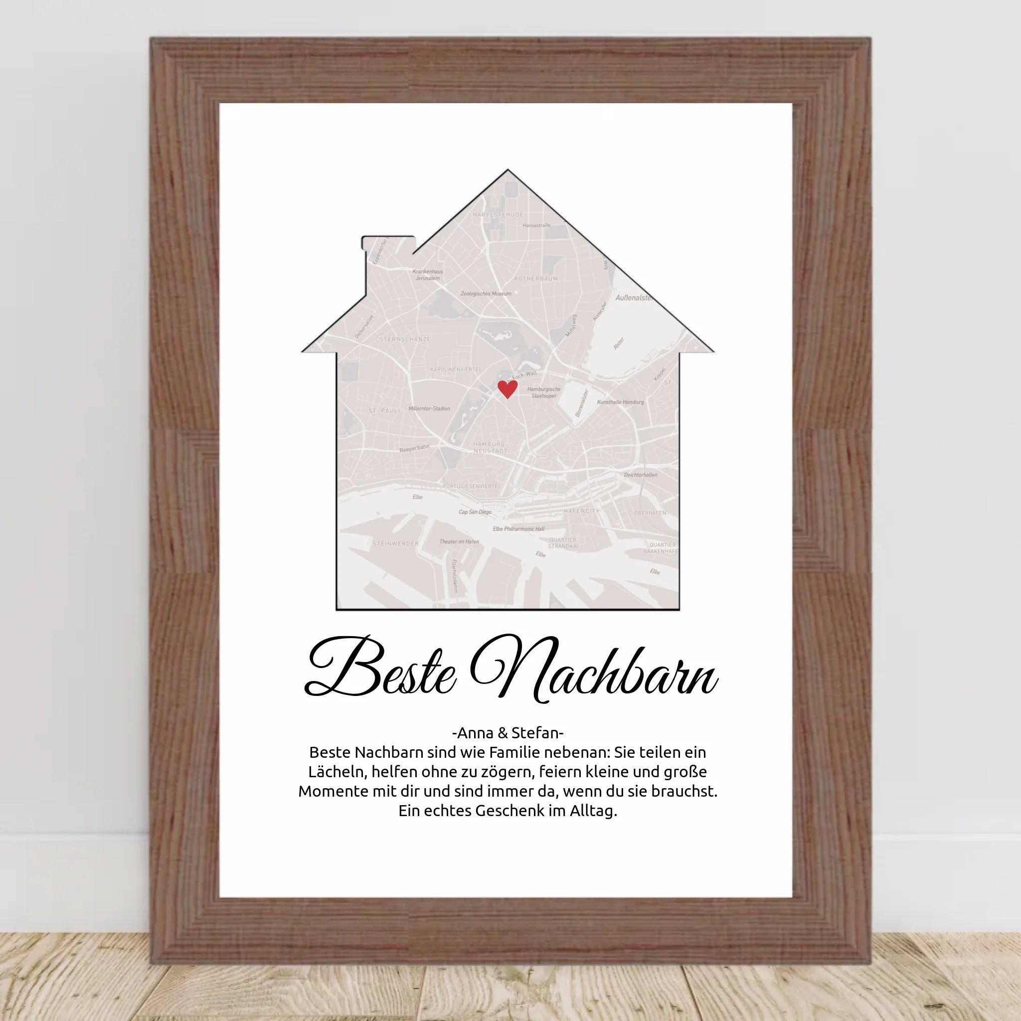 Weihnachtsgeschenk für die Nachbarn Stadtkarte Poster personalisierbar - Cantty