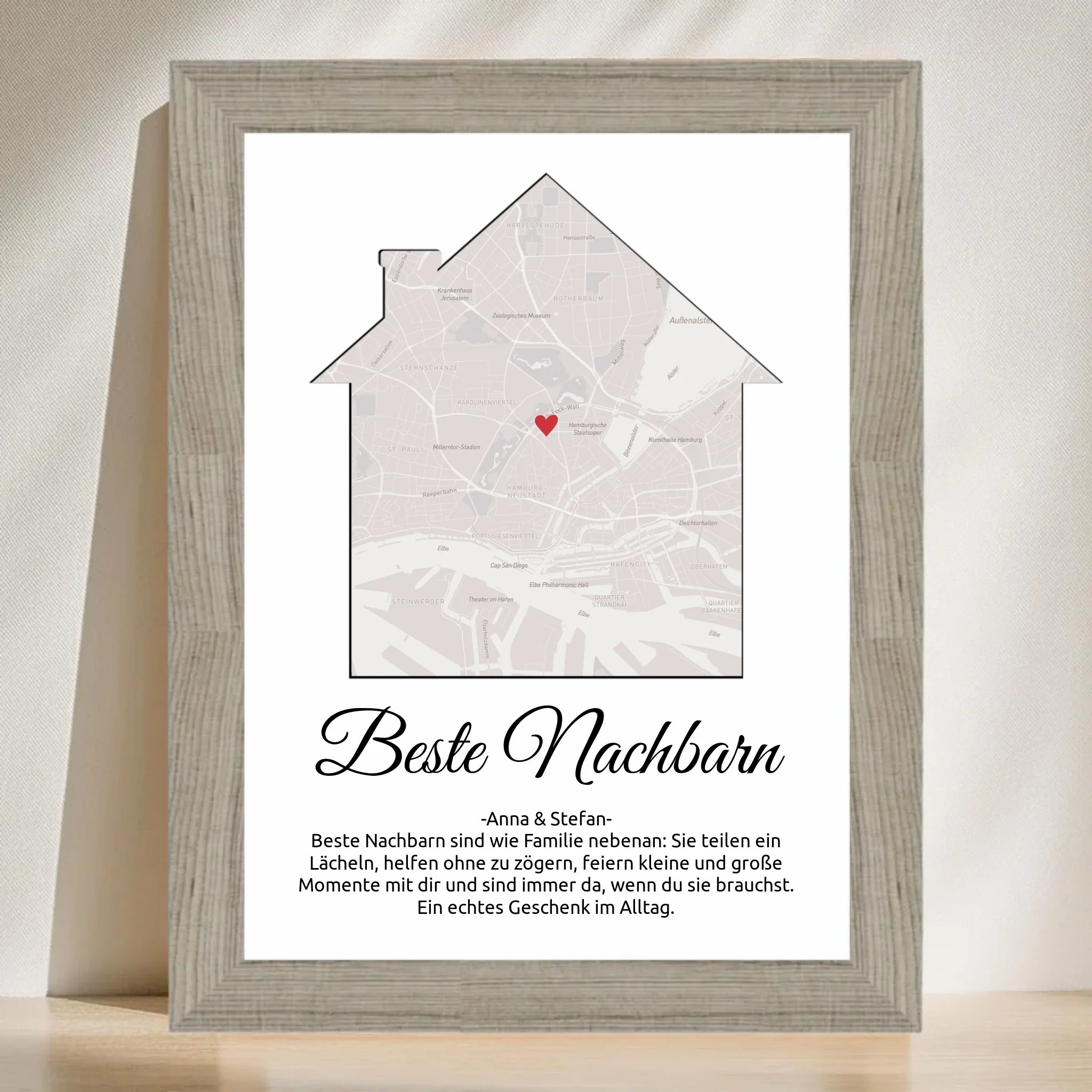 Weihnachtsgeschenk für die Nachbarn Stadtkarte Poster personalisierbar - Cantty