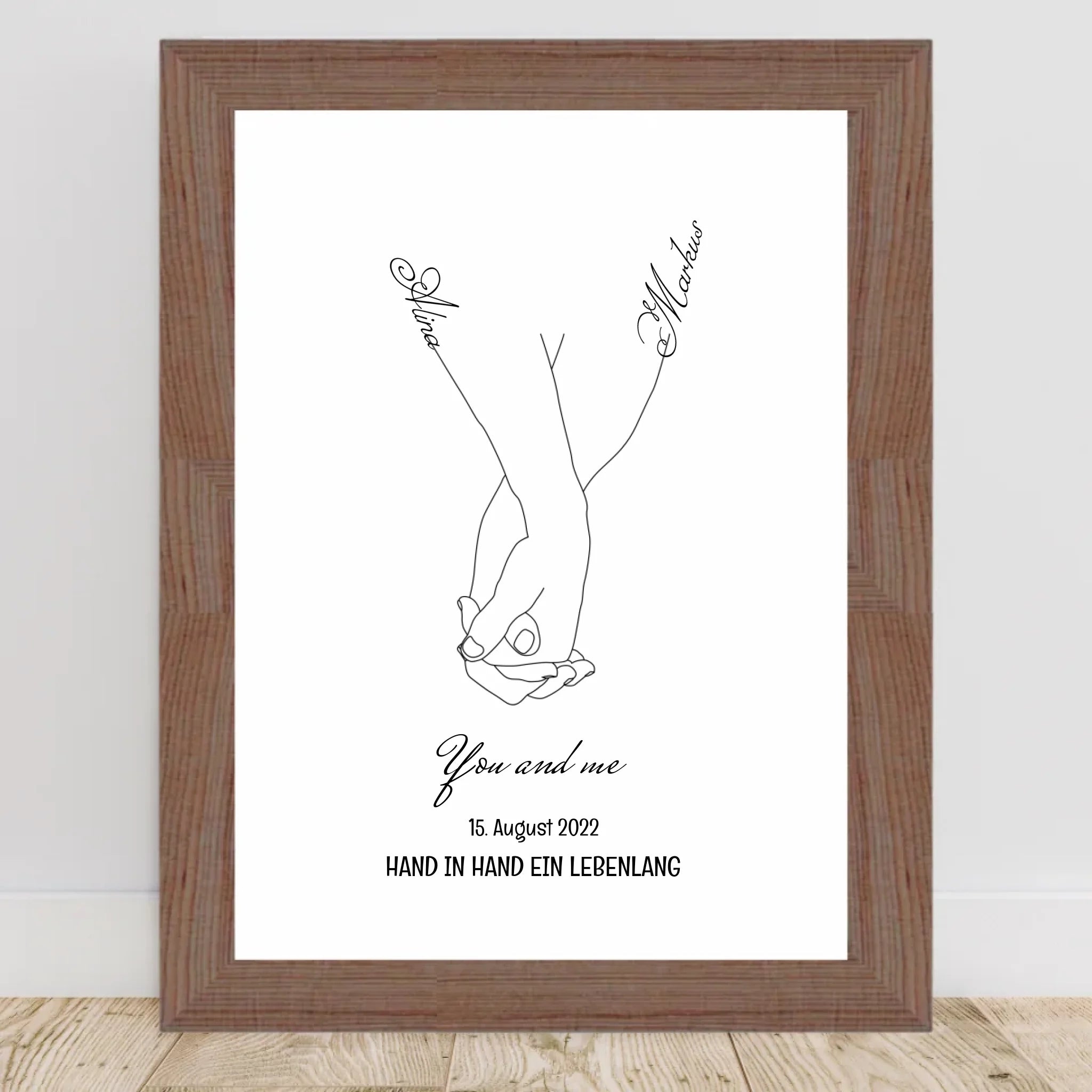Paar Hand in Hand Poster Jahrestag & Hochzeit Geschenk - Cantty