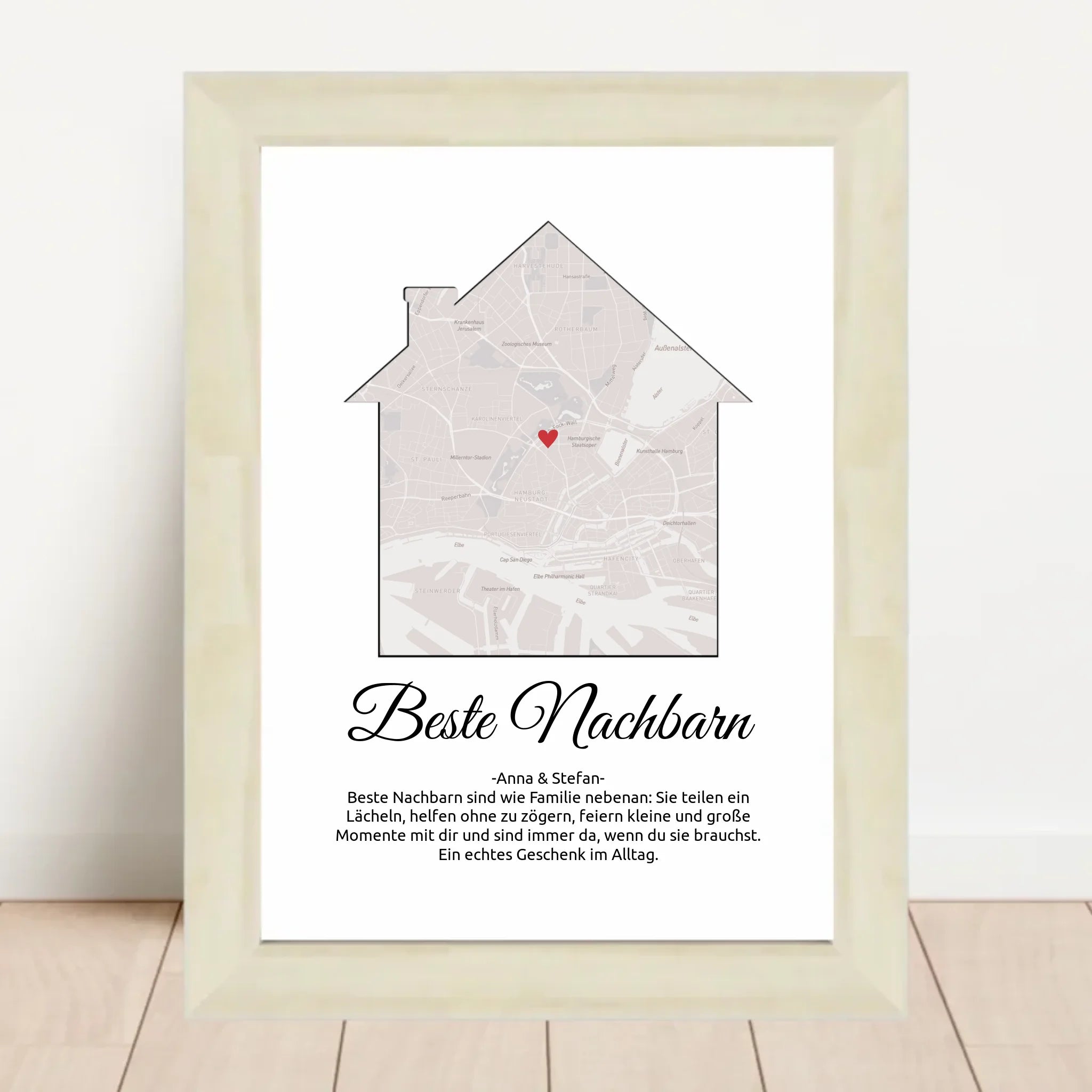 Weihnachtsgeschenk für die Nachbarn Stadtkarte Poster personalisierbar - Cantty