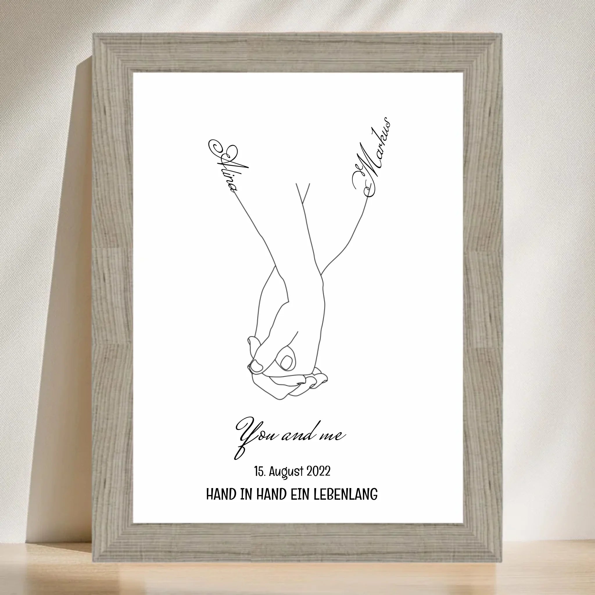Paar Hand in Hand Poster Jahrestag & Hochzeit Geschenk - Cantty