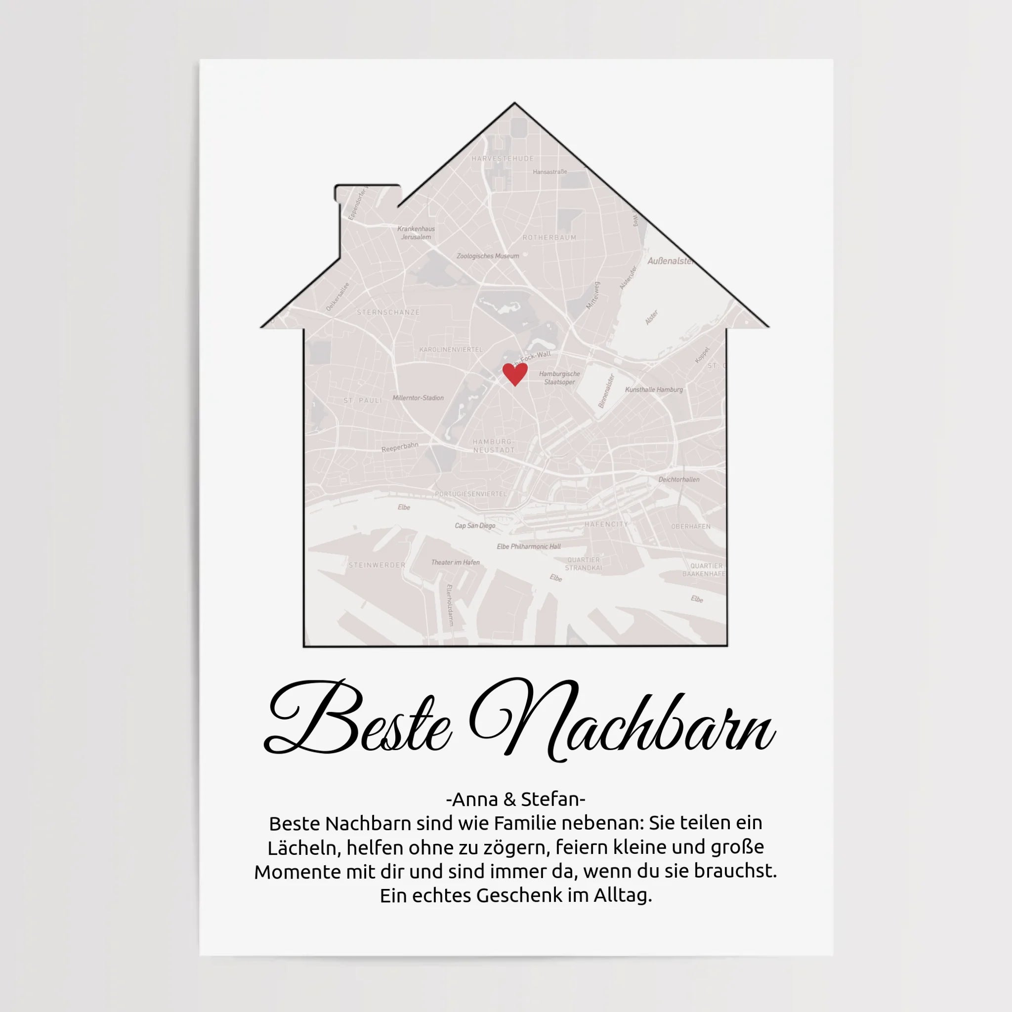 Weihnachtsgeschenk für die Nachbarn Stadtkarte Poster personalisierbar - Cantty