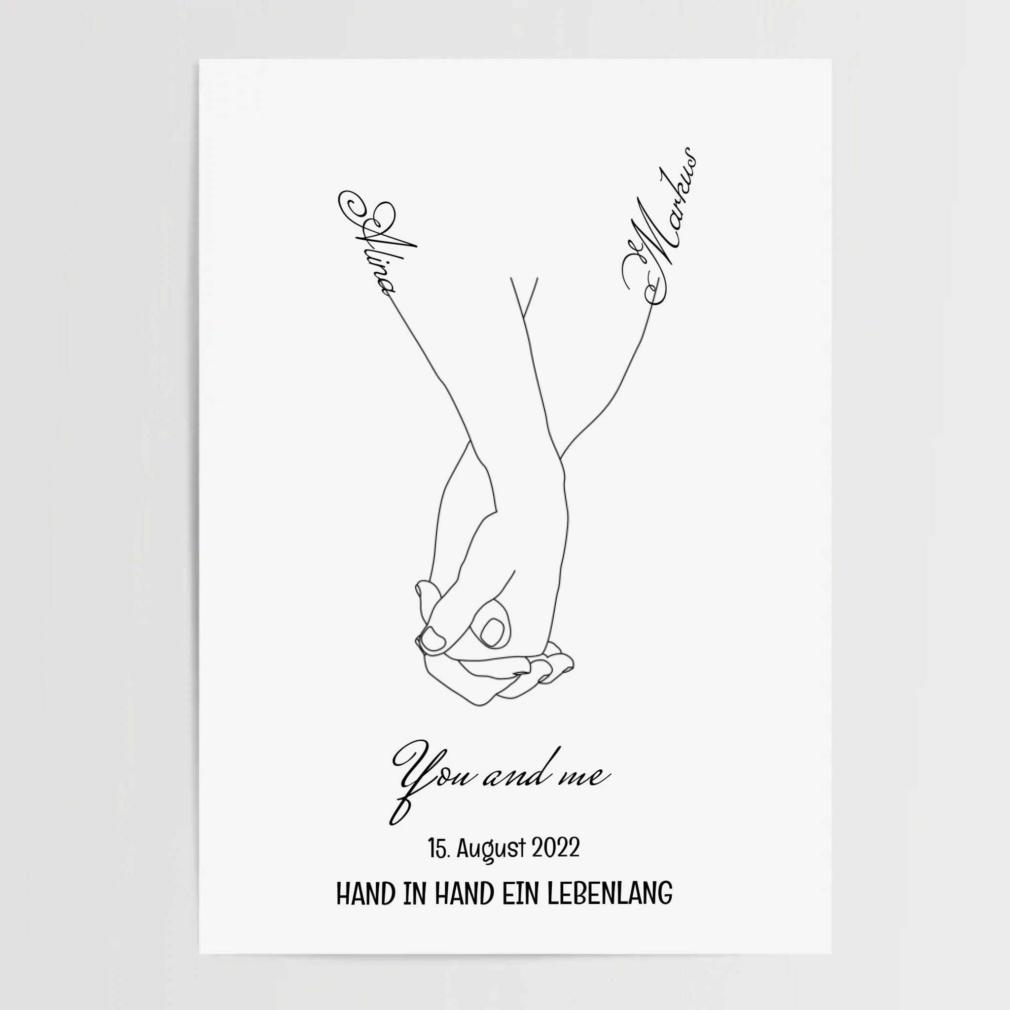 Paar Hand in Hand Poster Jahrestag & Hochzeit Geschenk - Cantty