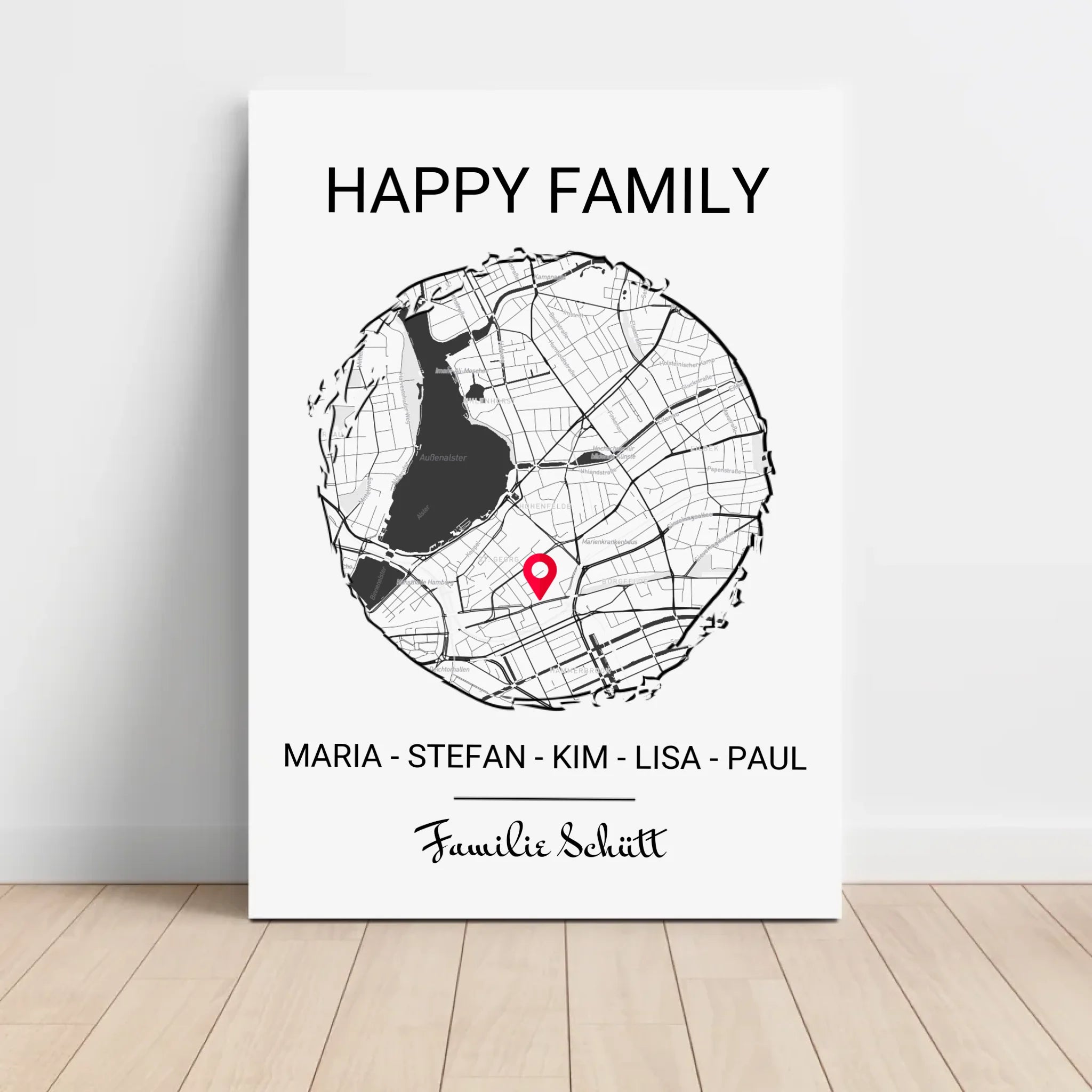 Personalisiertes Geschenk Familie Einzug in neue Wohnung Stadtkarte Poster - Cantty