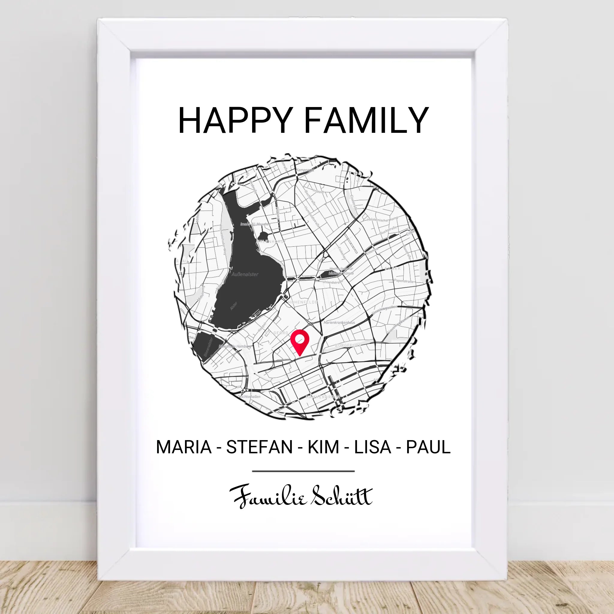 Personalisiertes Geschenk Familie Einzug in neue Wohnung Stadtkarte Poster - Cantty