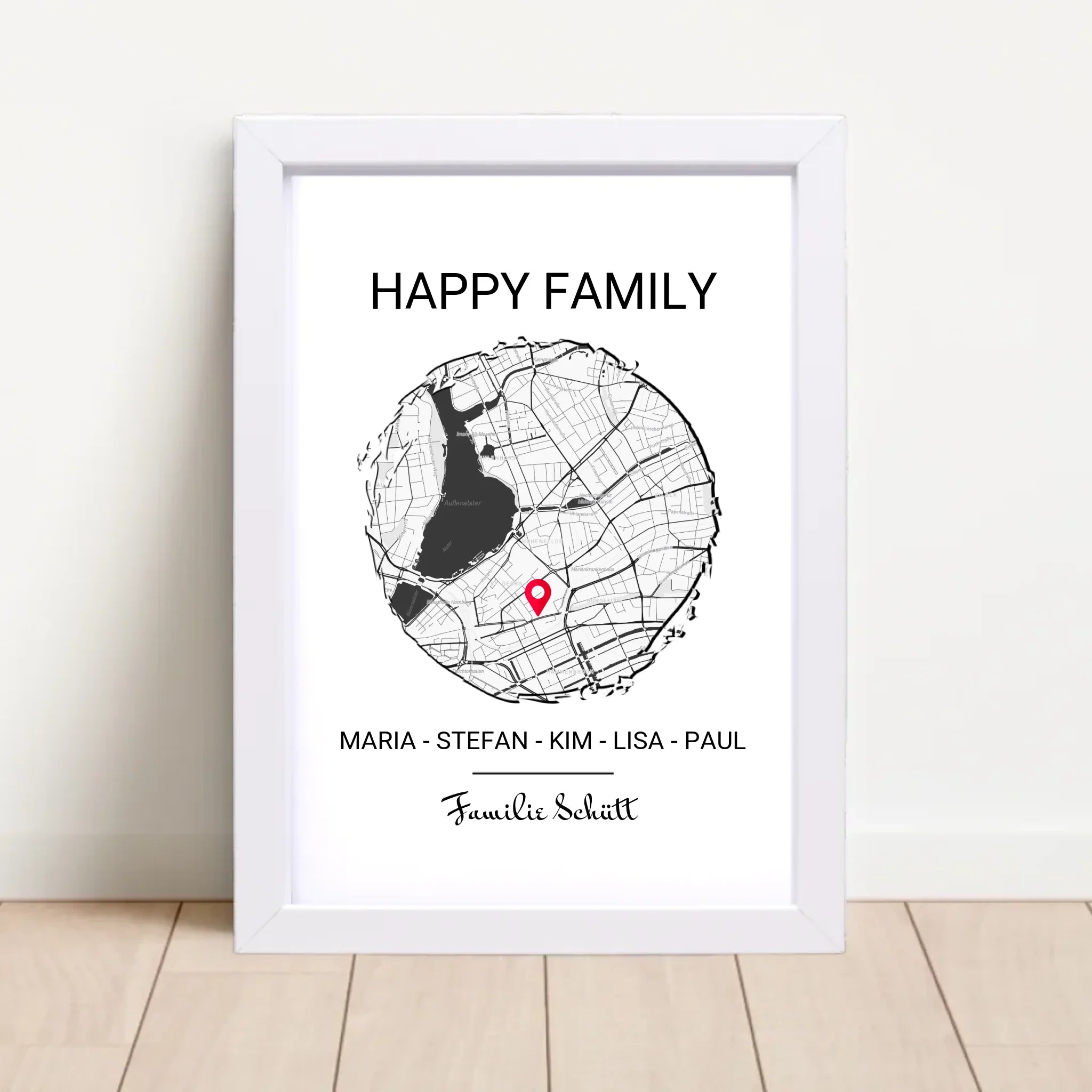 Personalisiertes Geschenk Familie Einzug in neue Wohnung Stadtkarte Poster - Cantty