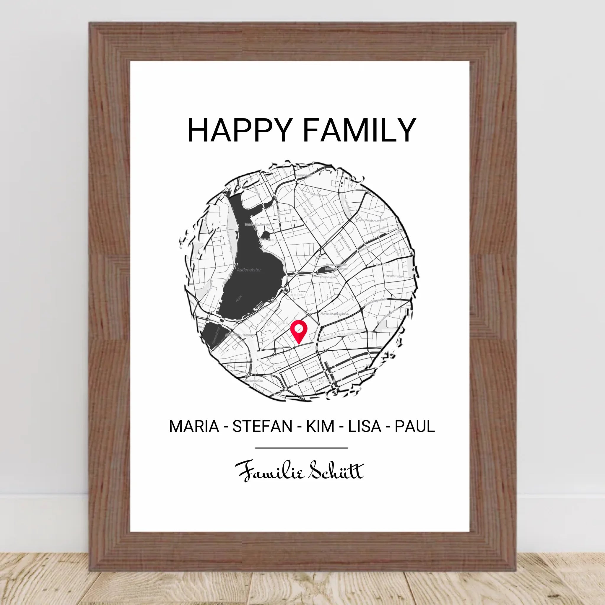 Personalisiertes Geschenk Familie Einzug in neue Wohnung Stadtkarte Poster - Cantty