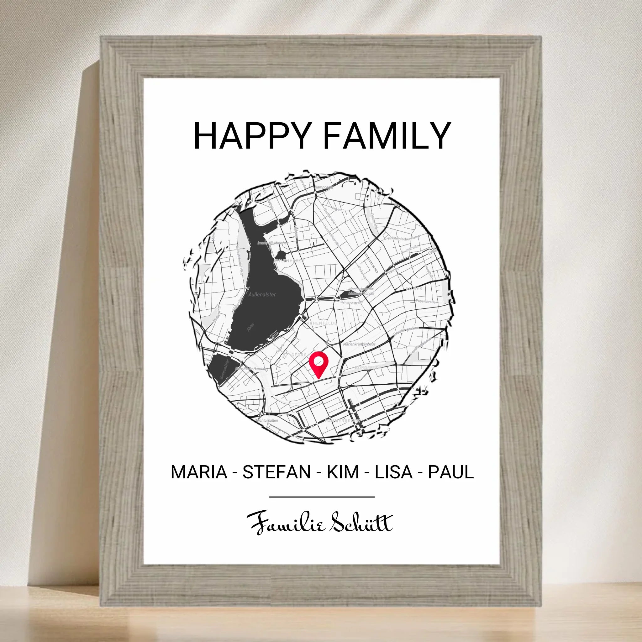 Personalisiertes Geschenk Familie Einzug in neue Wohnung Stadtkarte Poster - Cantty