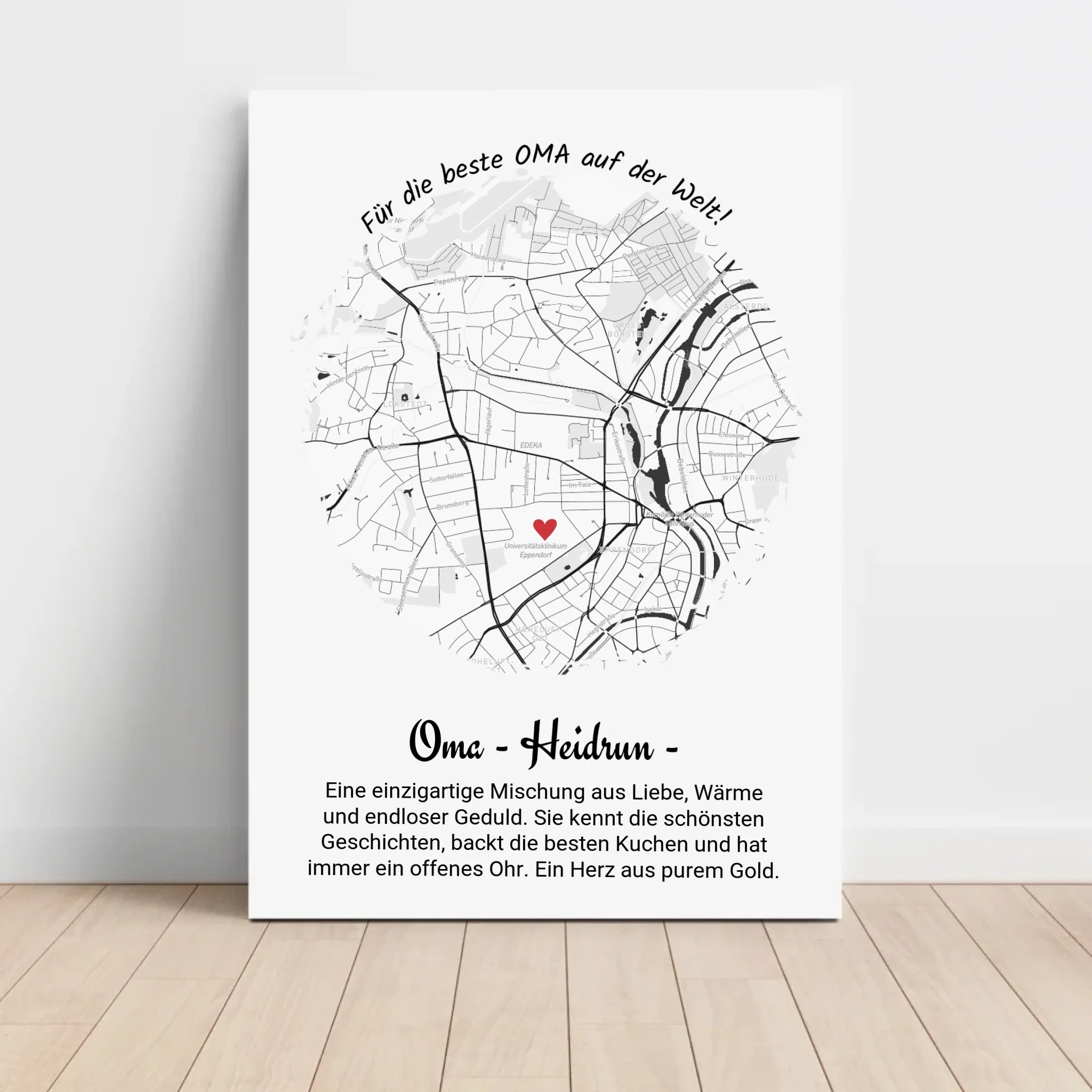 Personalisiertes Geschenk für Oma Poster Stadtkarte zum Geburtstag, Weihnachten & Muttertag - Cantty