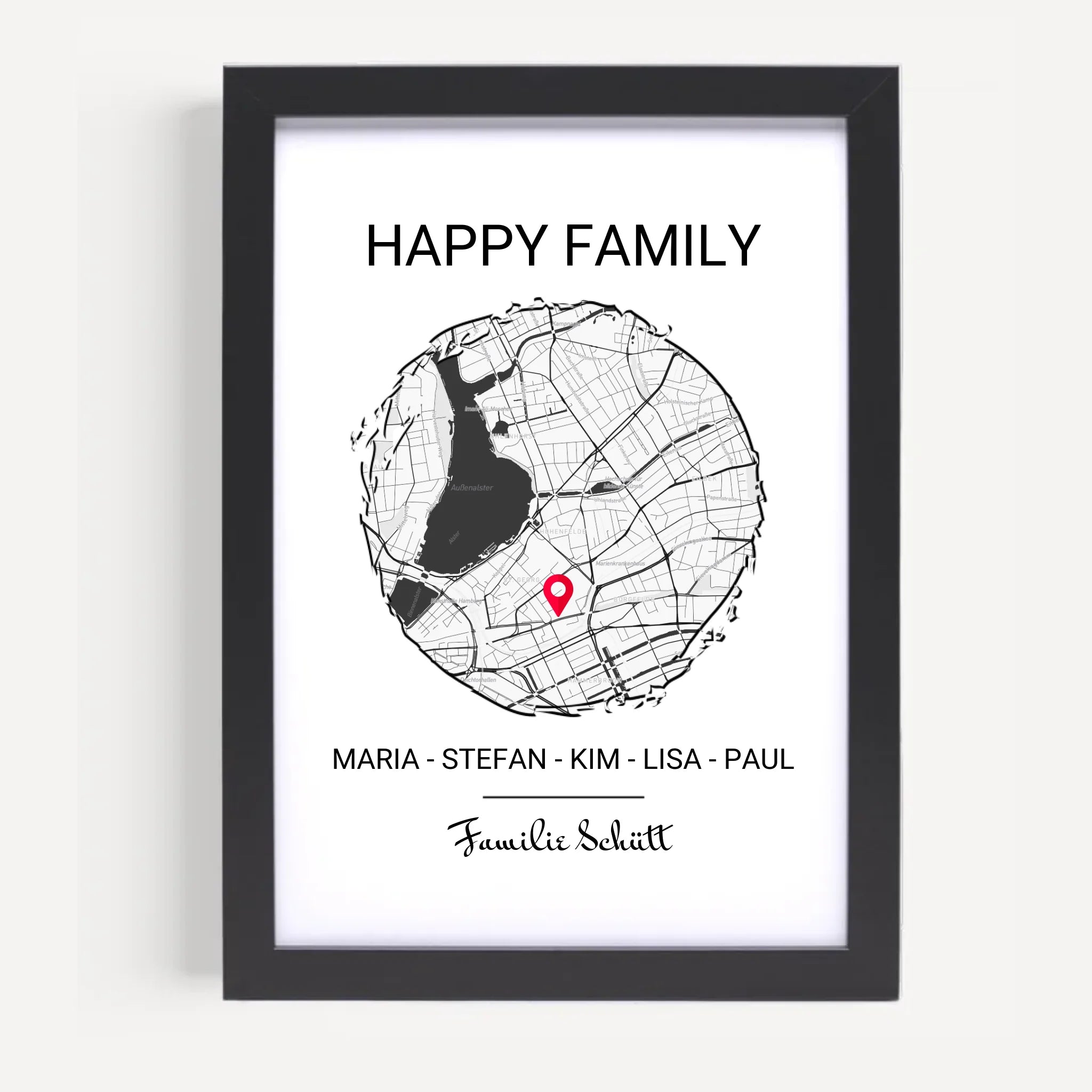 Personalisiertes Geschenk Familie Einzug in neue Wohnung Stadtkarte Poster - Cantty
