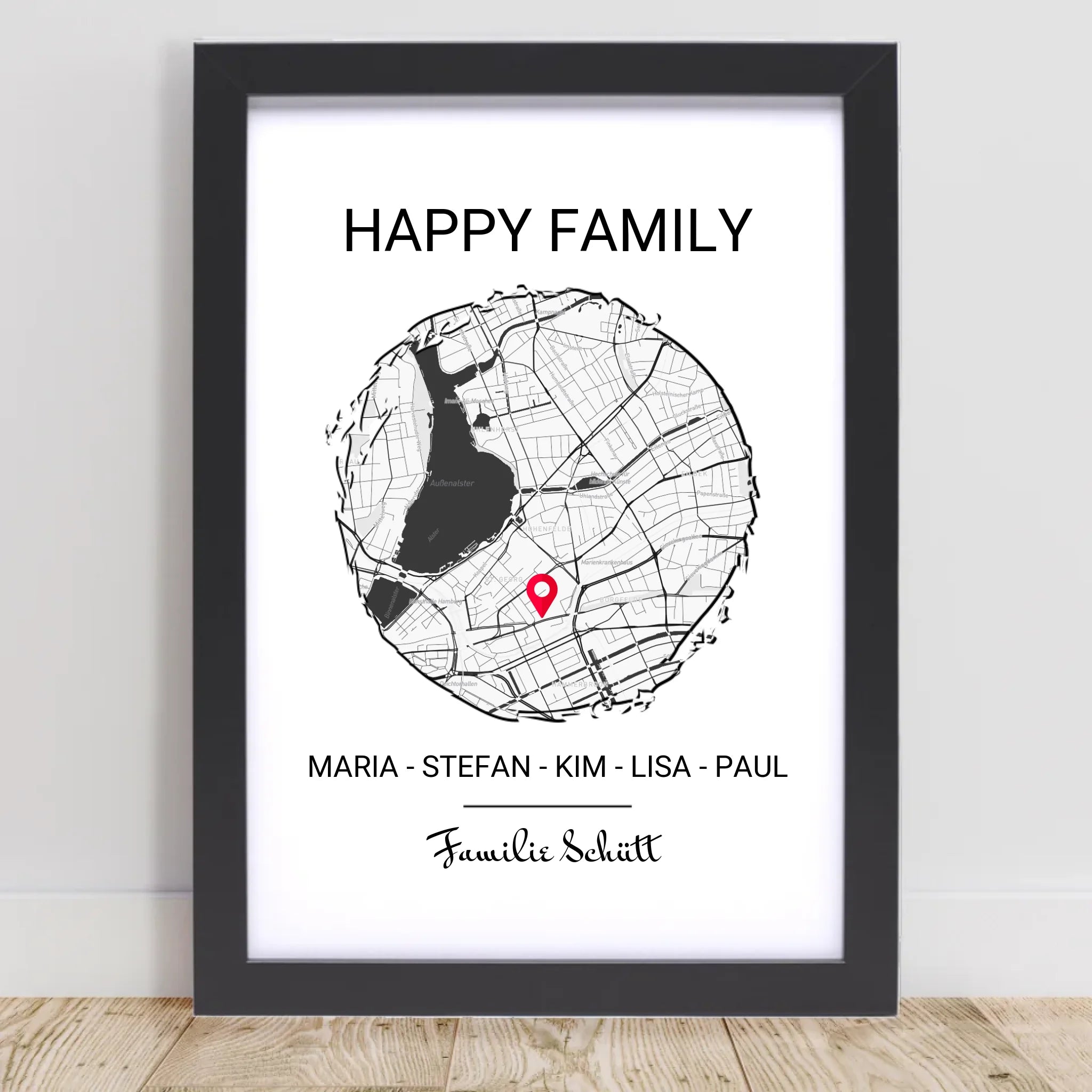 Personalisiertes Geschenk Familie Einzug in neue Wohnung Stadtkarte Poster - Cantty