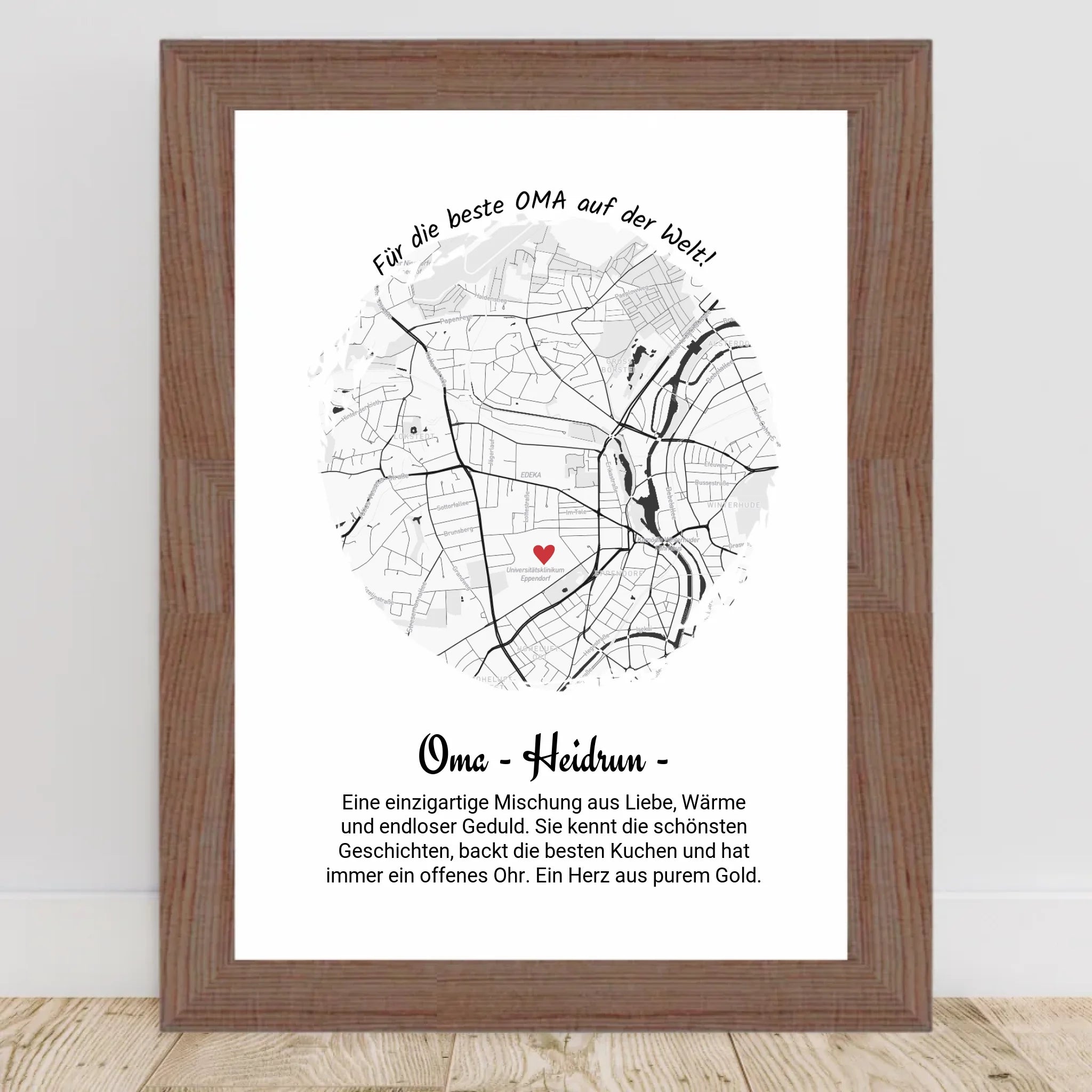 Personalisiertes Geschenk für Oma Poster Stadtkarte zum Geburtstag, Weihnachten & Muttertag - Cantty