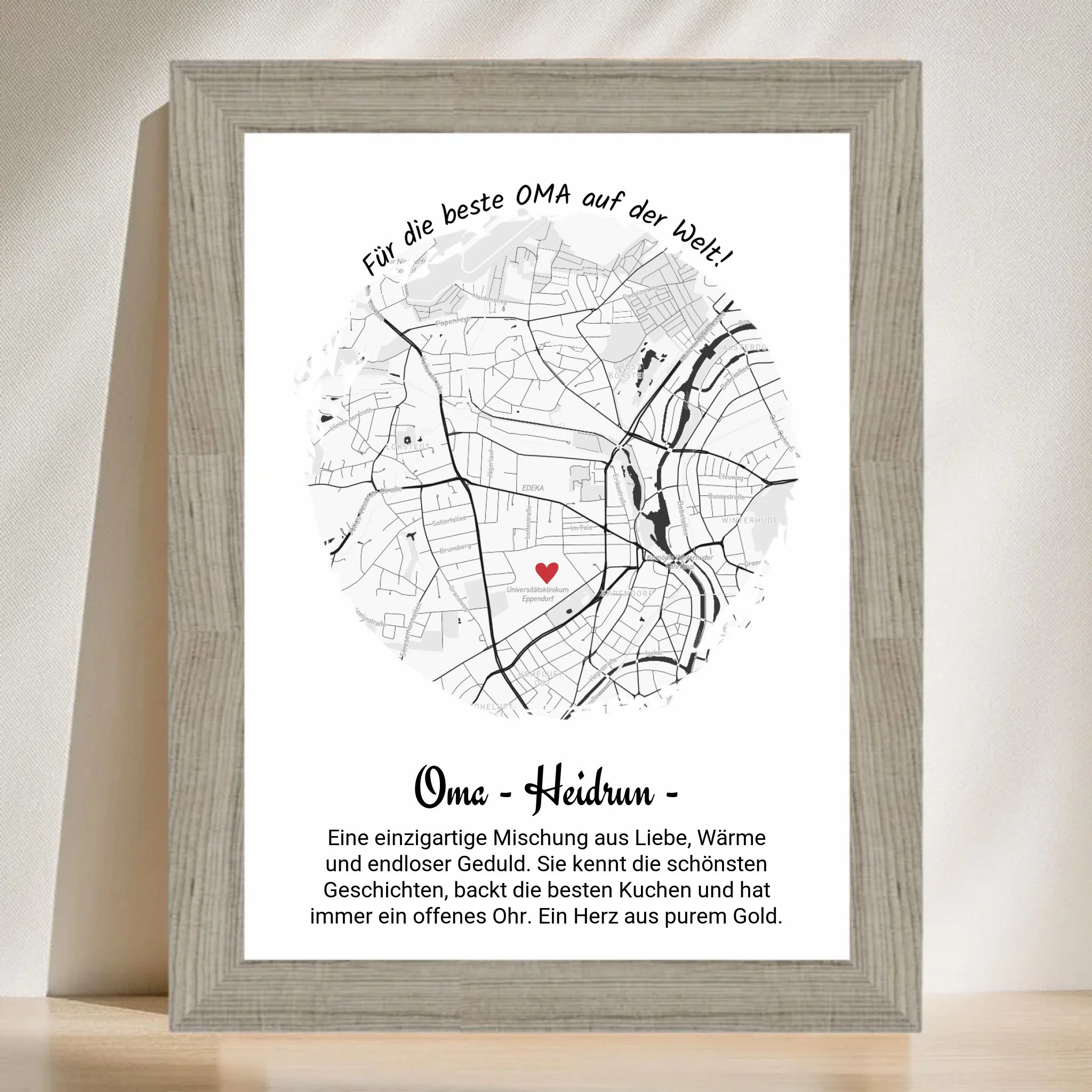 Personalisiertes Geschenk für Oma Poster Stadtkarte zum Geburtstag, Weihnachten & Muttertag - Cantty