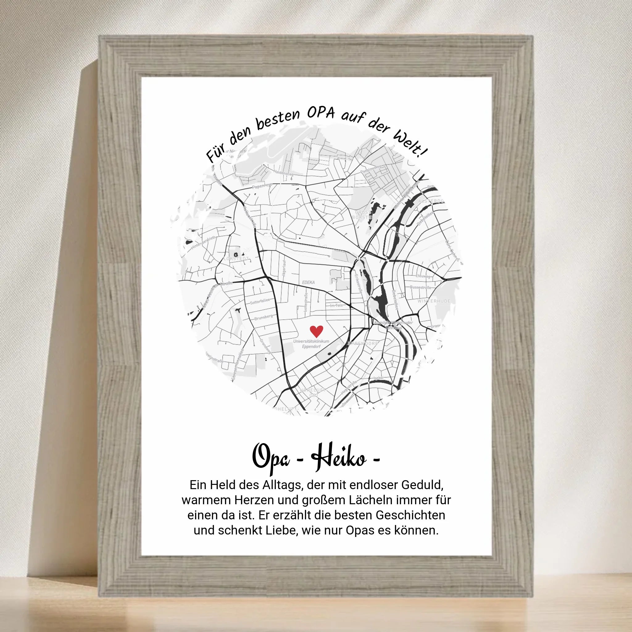 Personalisiertes Geschenk für Opa Poster Stadtkarte zum Geburtstag, Weihnachten & Vatertag - Cantty