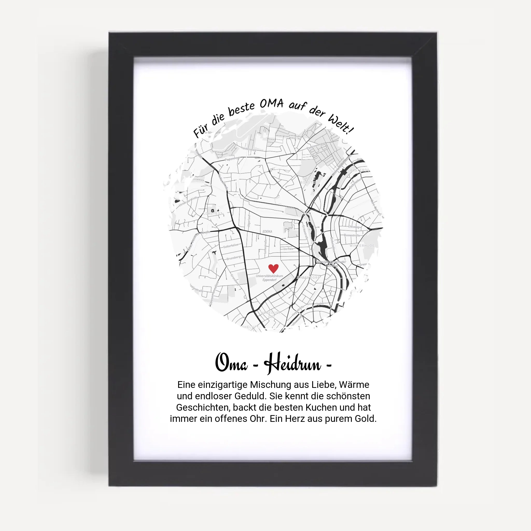 Personalisiertes Geschenk für Oma Poster Stadtkarte zum Geburtstag, Weihnachten & Muttertag - Cantty