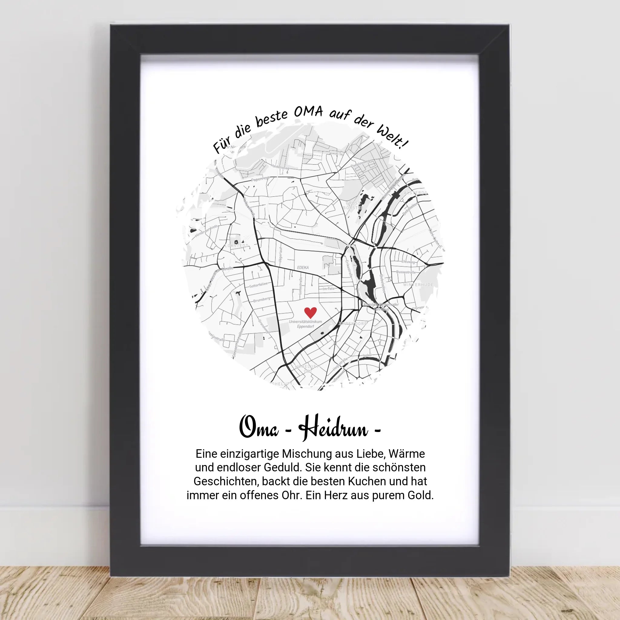 Personalisiertes Geschenk für Oma Poster Stadtkarte zum Geburtstag, Weihnachten & Muttertag - Cantty