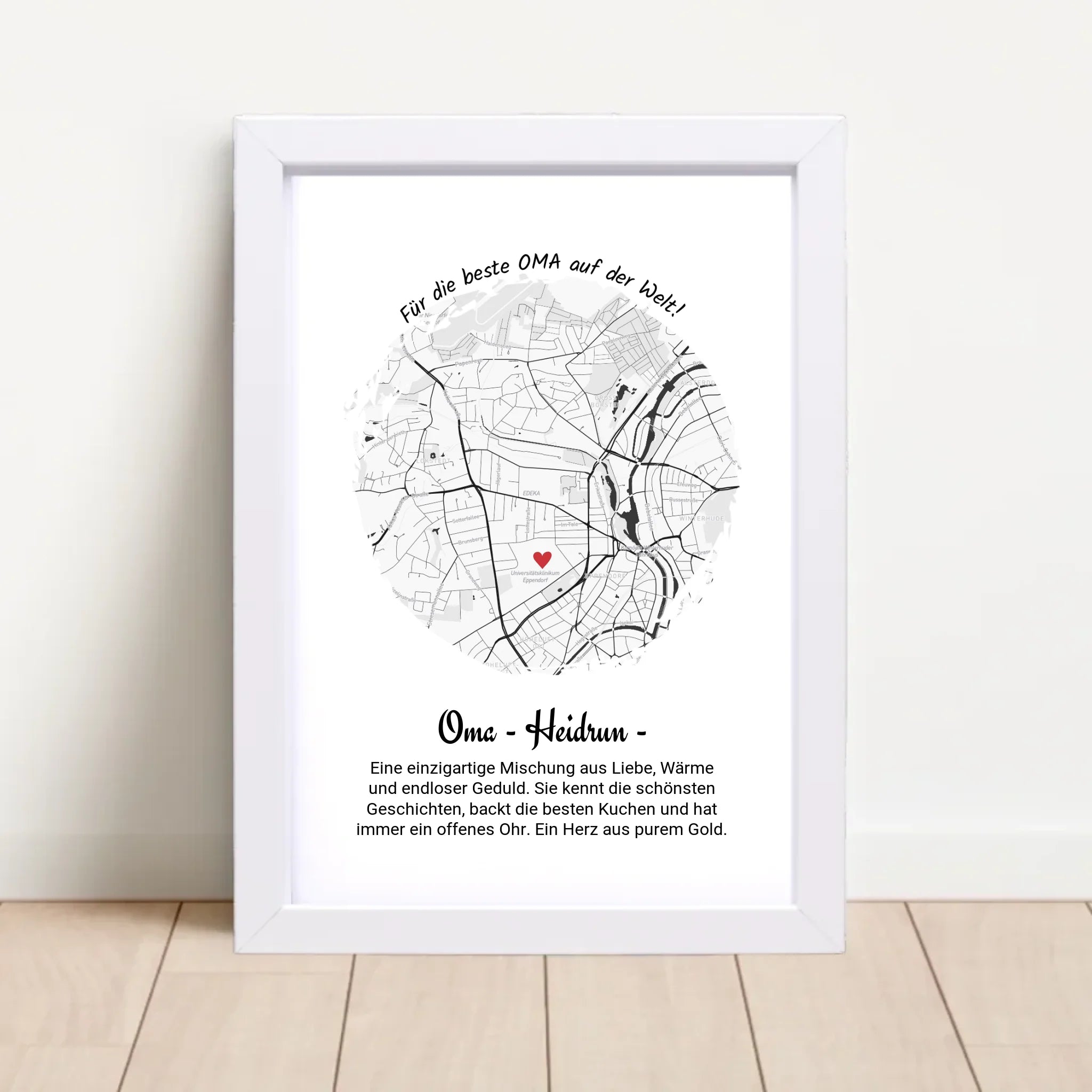 Personalisiertes Geschenk für Oma Poster Stadtkarte zum Geburtstag, Weihnachten & Muttertag - Cantty