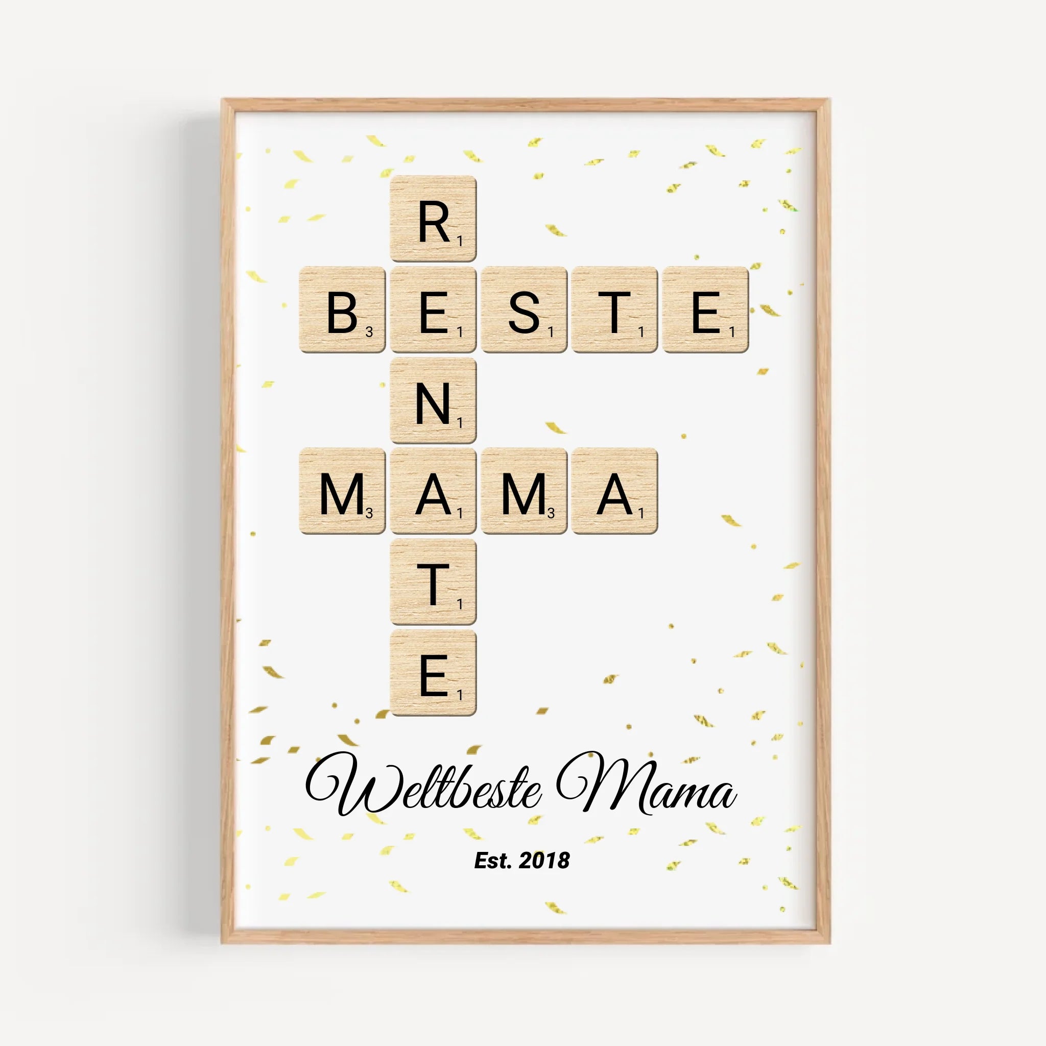 Geschenk für Mama Scrabble Wort Poster personalisierbar - Cantty