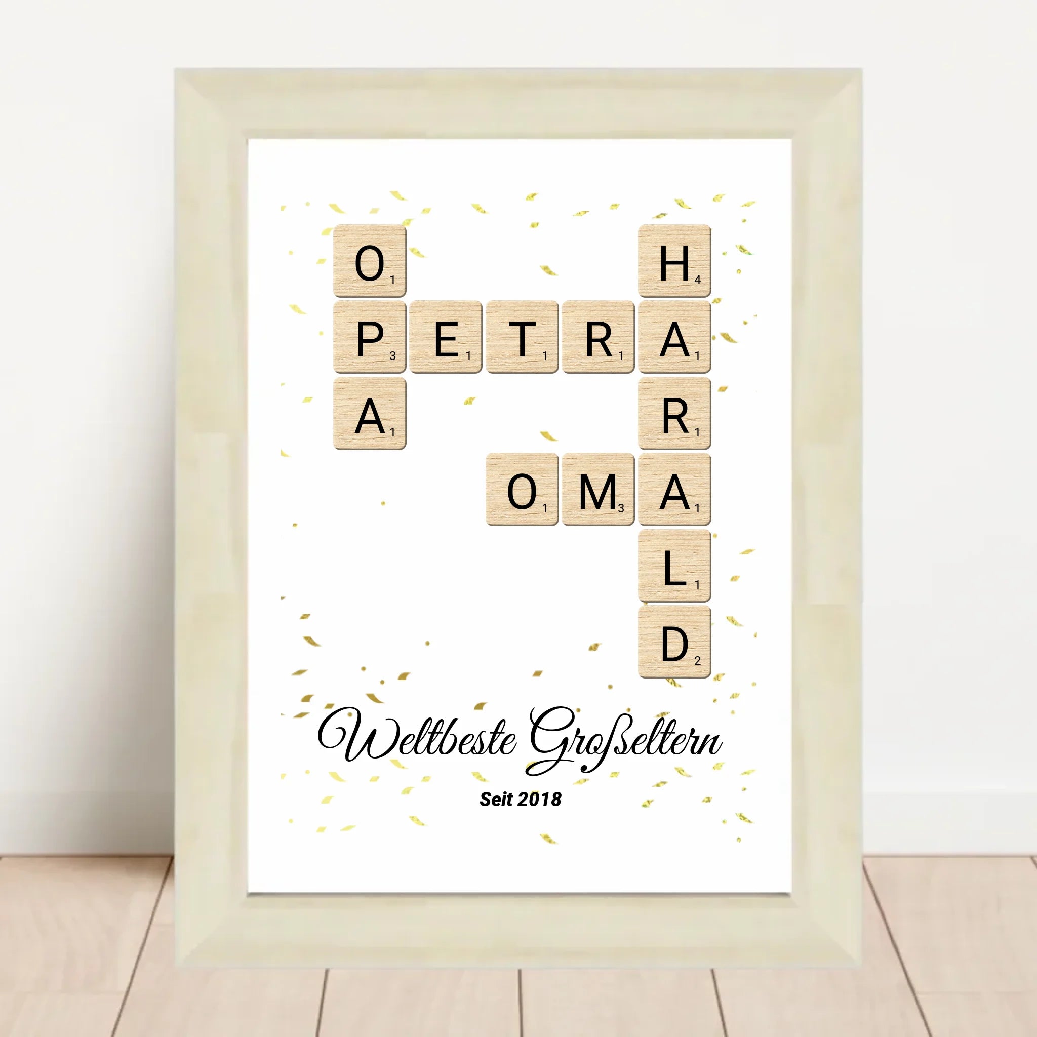 Weihnachtsgeschenk für Großeltern Scrabble Wort Poster personalisierbar - Cantty