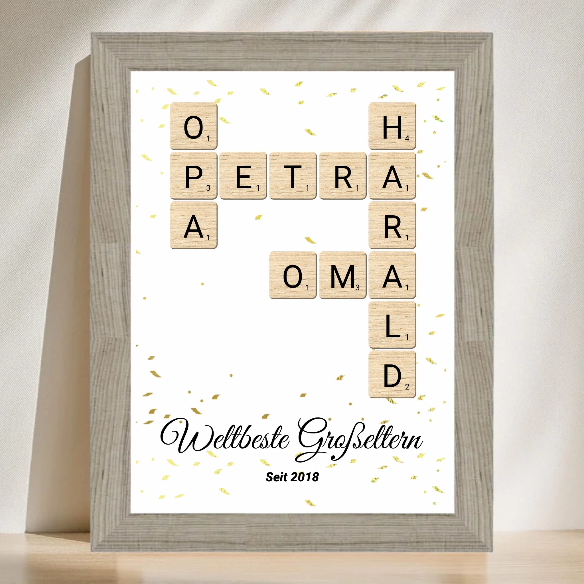 Weihnachtsgeschenk für Großeltern Scrabble Wort Poster personalisierbar - Cantty