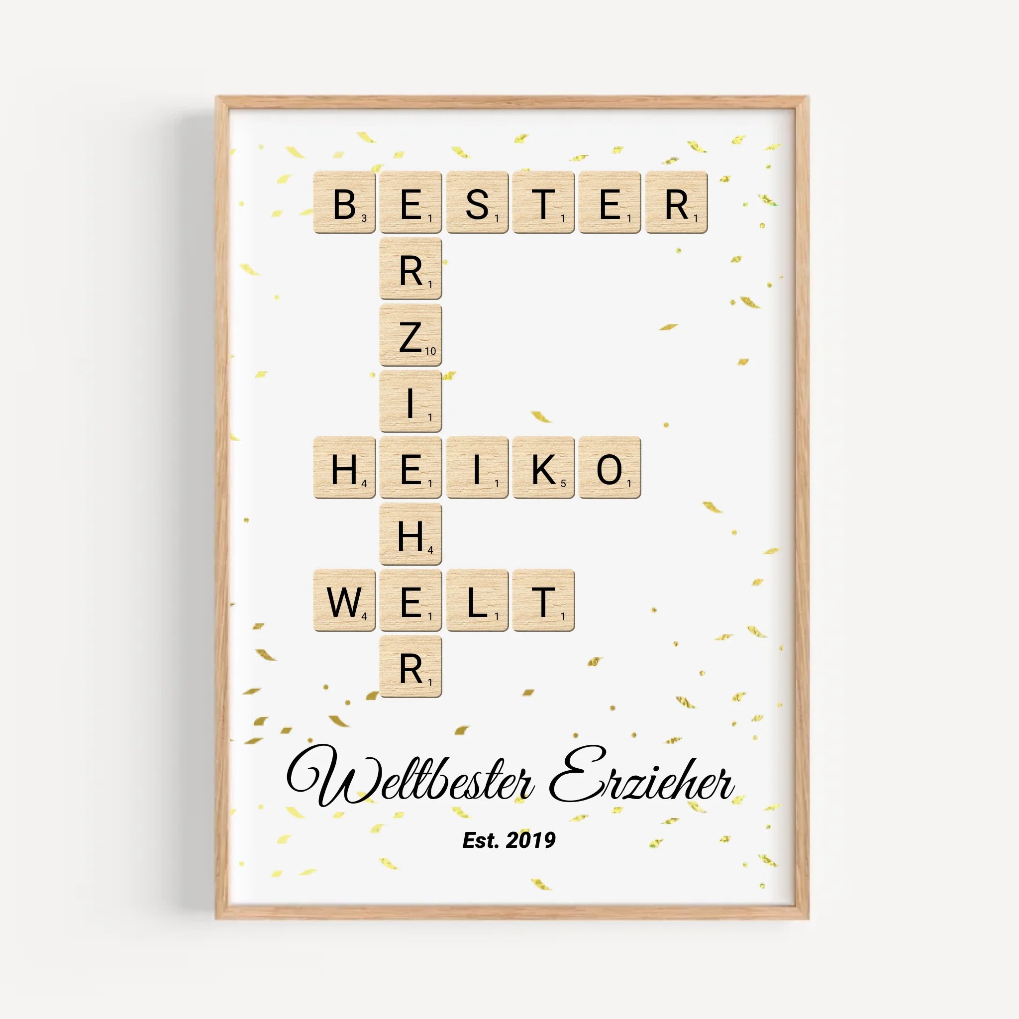 Weihnachtsgeschenk für Erzieher Scrabble Wort Poster personalisierbar - Cantty