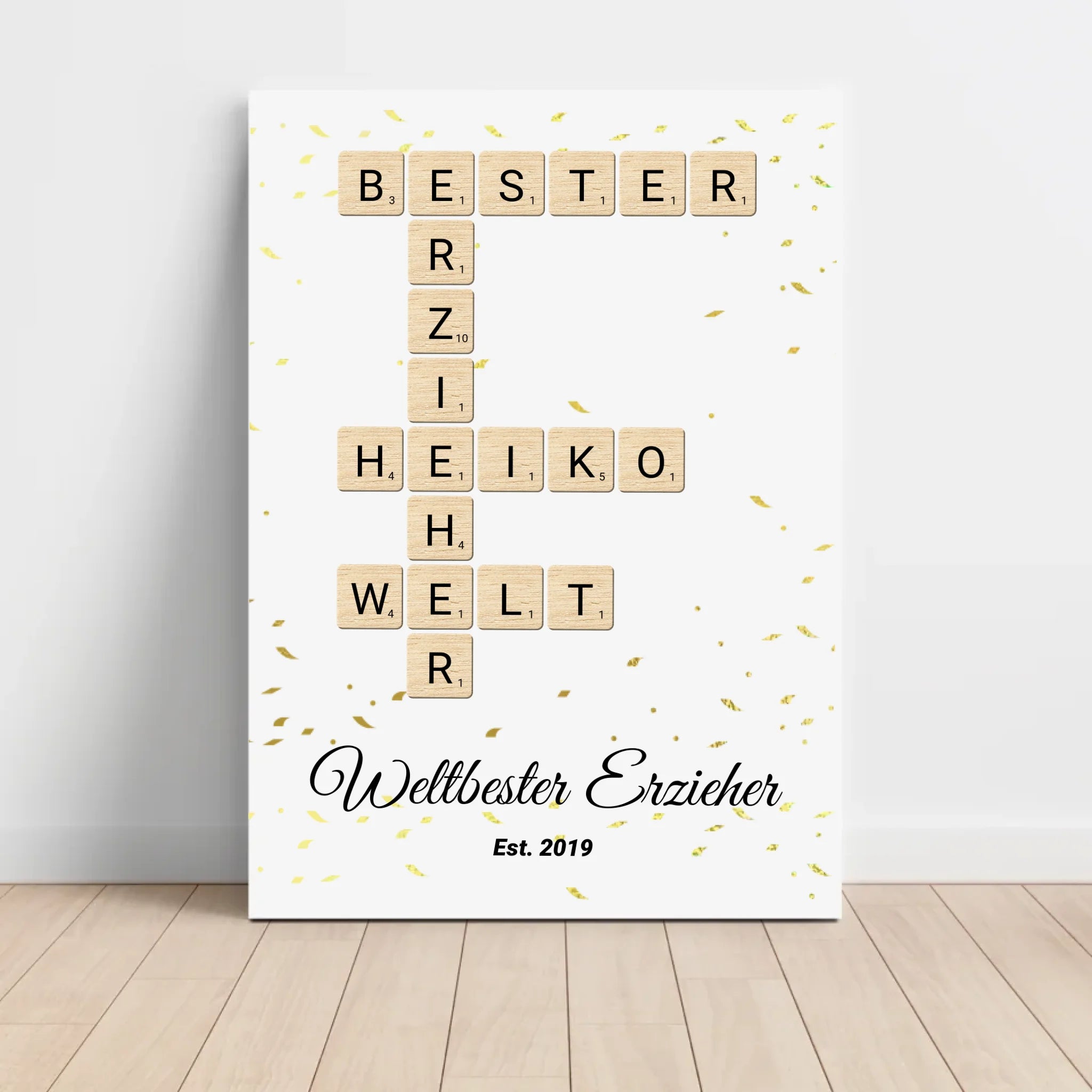 Weihnachtsgeschenk für Erzieher Scrabble Wort Poster personalisierbar - Cantty