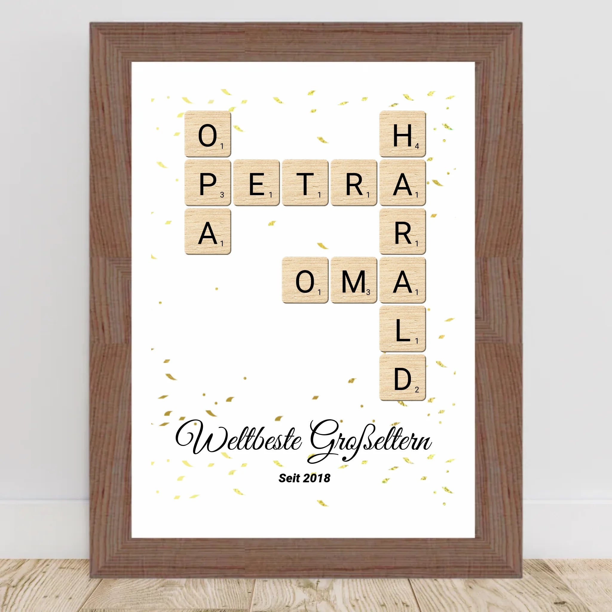 Weihnachtsgeschenk für Großeltern Scrabble Wort Poster personalisierbar - Cantty