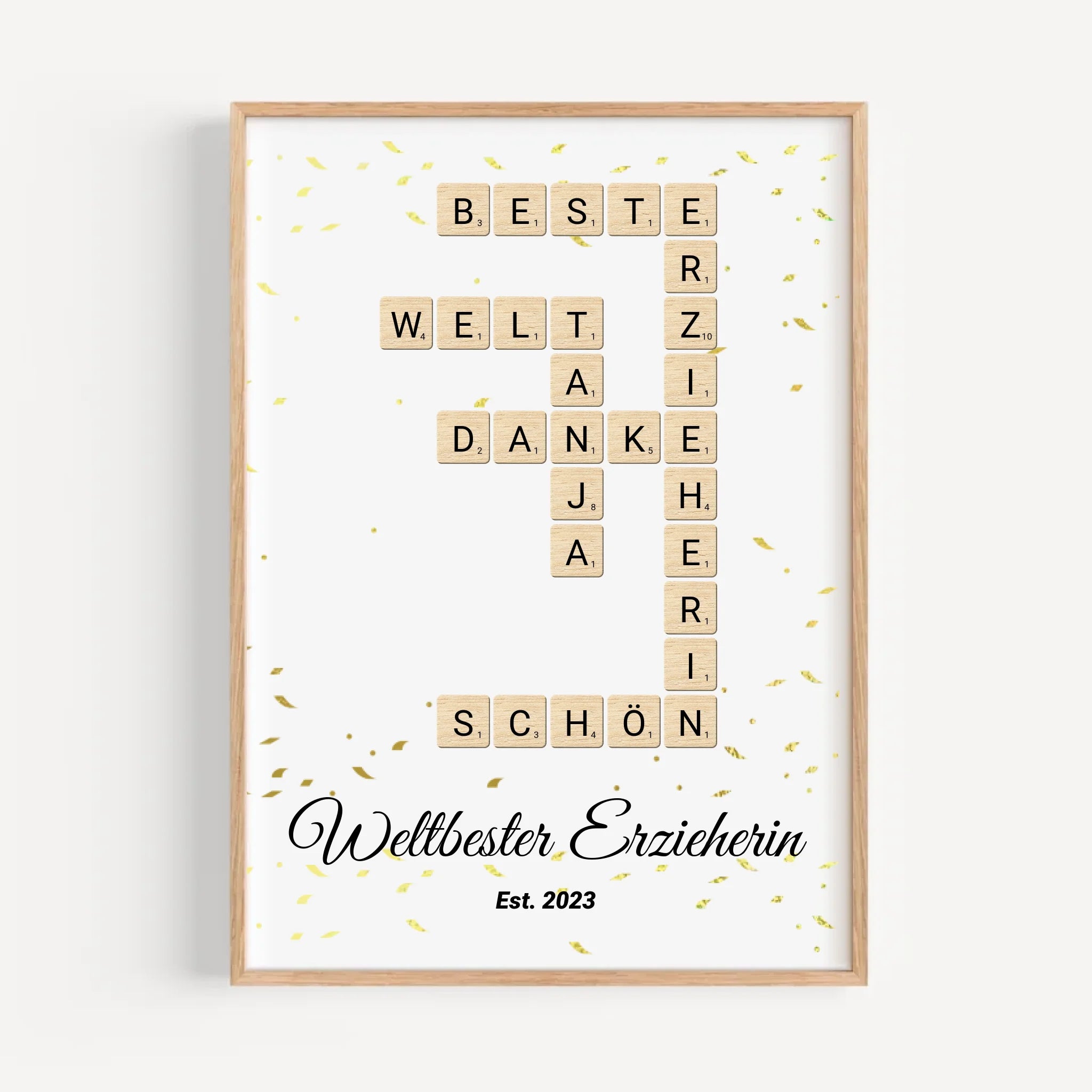 Weihnachtsgeschenk für Erzieherin Scrabble Wort Poster personalisierbar - Cantty