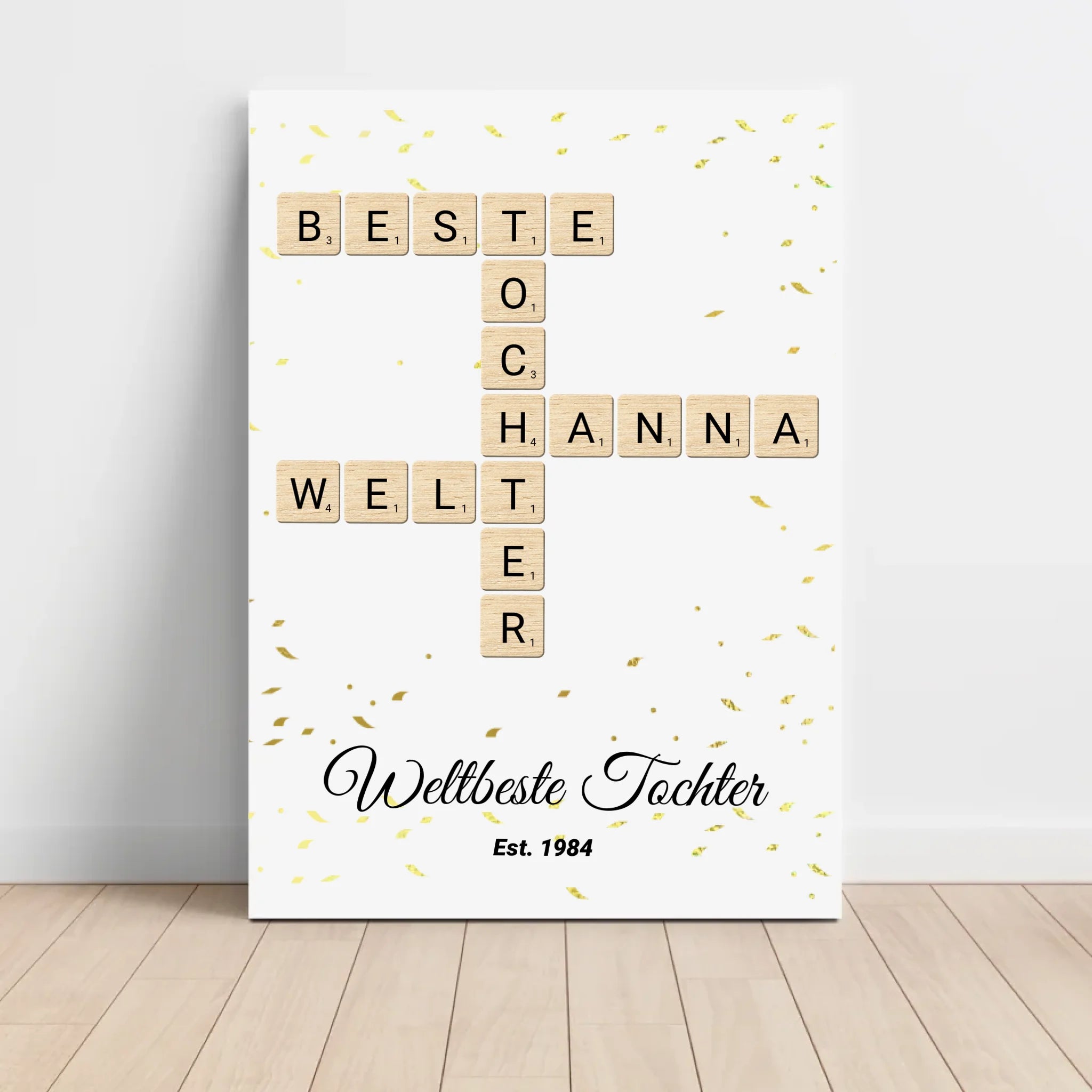Weihnachtsgeschenk für Tochter Scrabble Wort Poster personalisierbar - Cantty