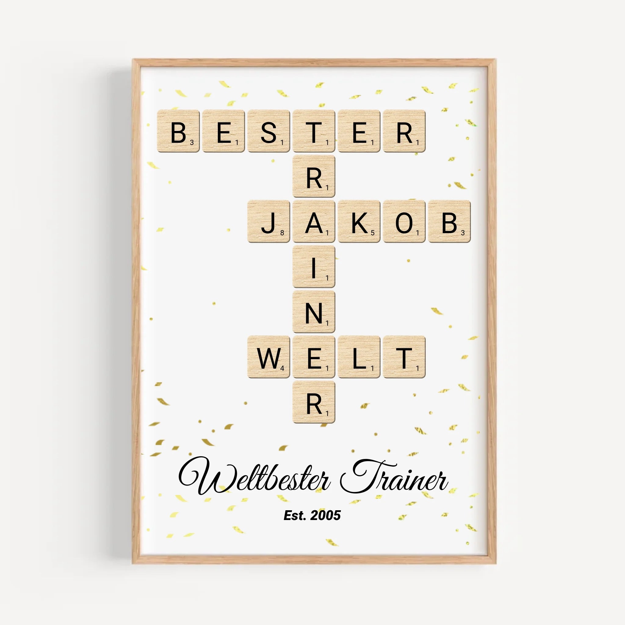 Weihnachtsgeschenk für Trainer Scrabble Wort Poster personalisierbar - Cantty