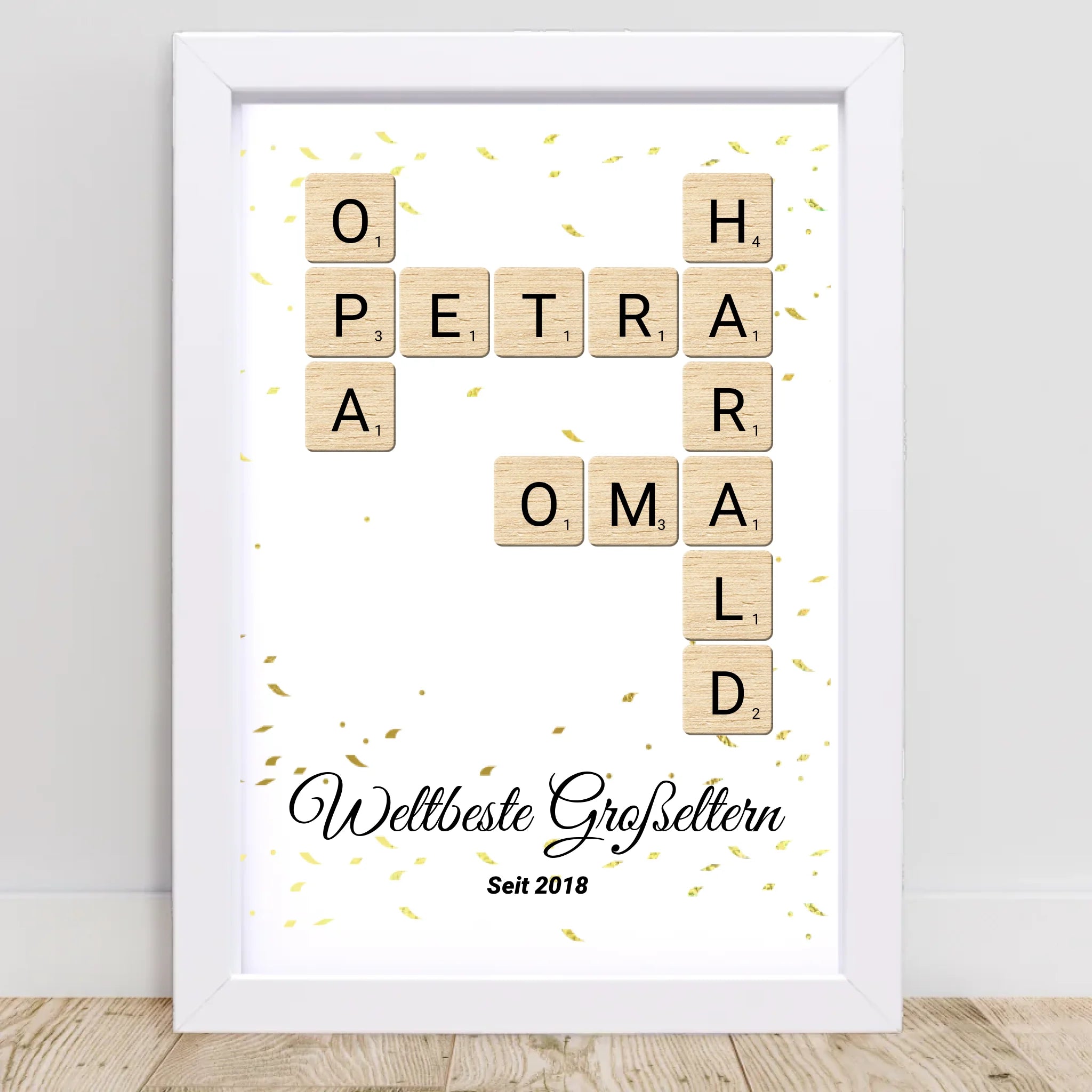 Weihnachtsgeschenk für Großeltern Scrabble Wort Poster personalisierbar - Cantty
