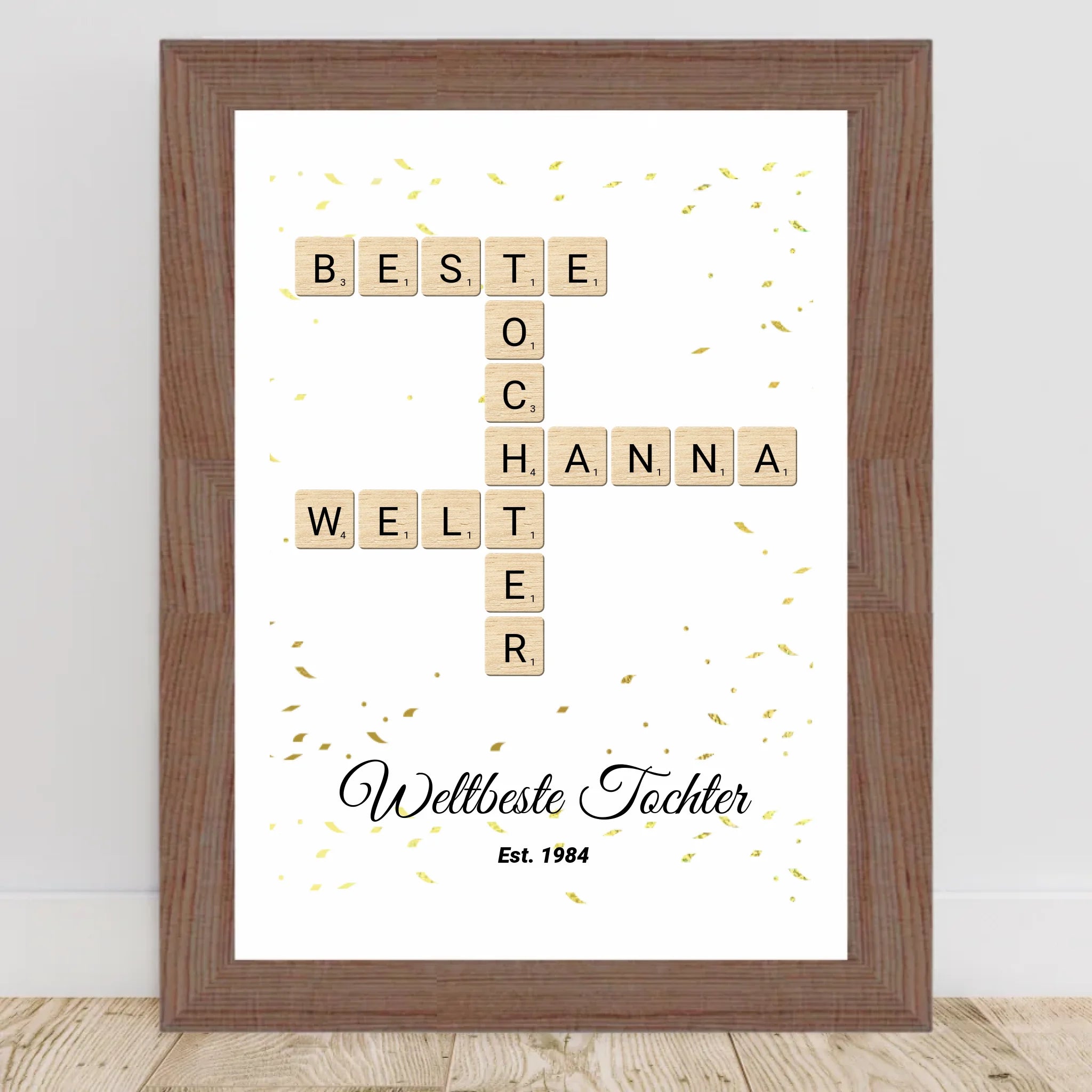 Weihnachtsgeschenk für Tochter Scrabble Wort Poster personalisierbar - Cantty