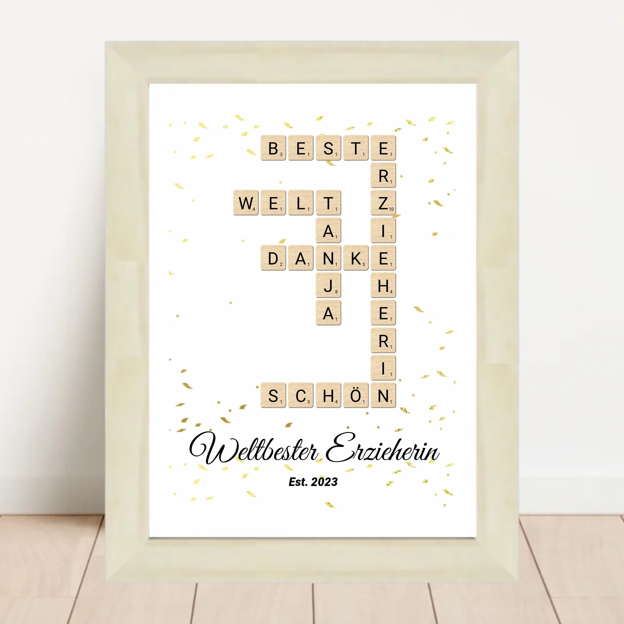 Weihnachtsgeschenk für Erzieherin Scrabble Wort Poster personalisierbar - Cantty