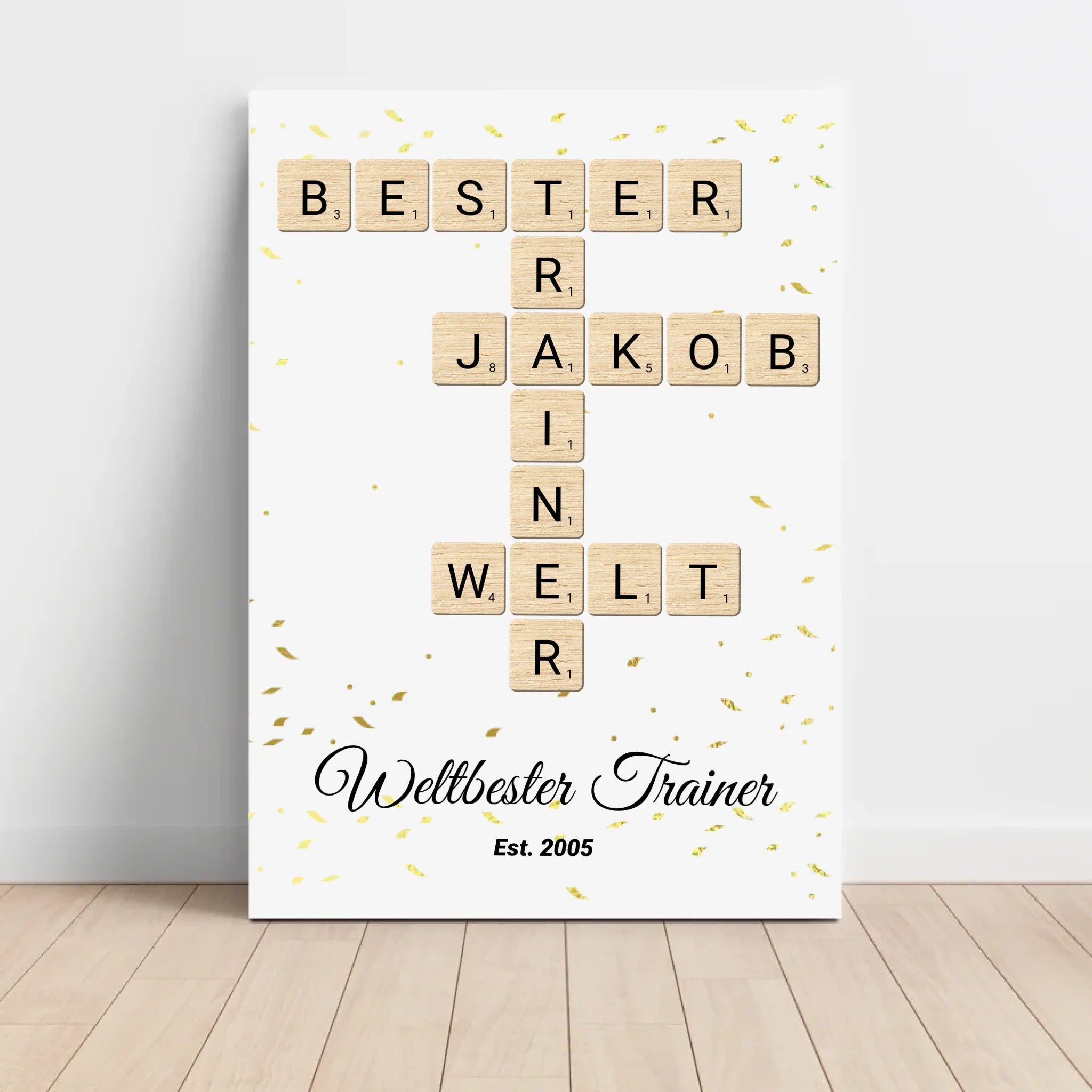 Weihnachtsgeschenk für Trainer Scrabble Wort Poster personalisierbar - Cantty