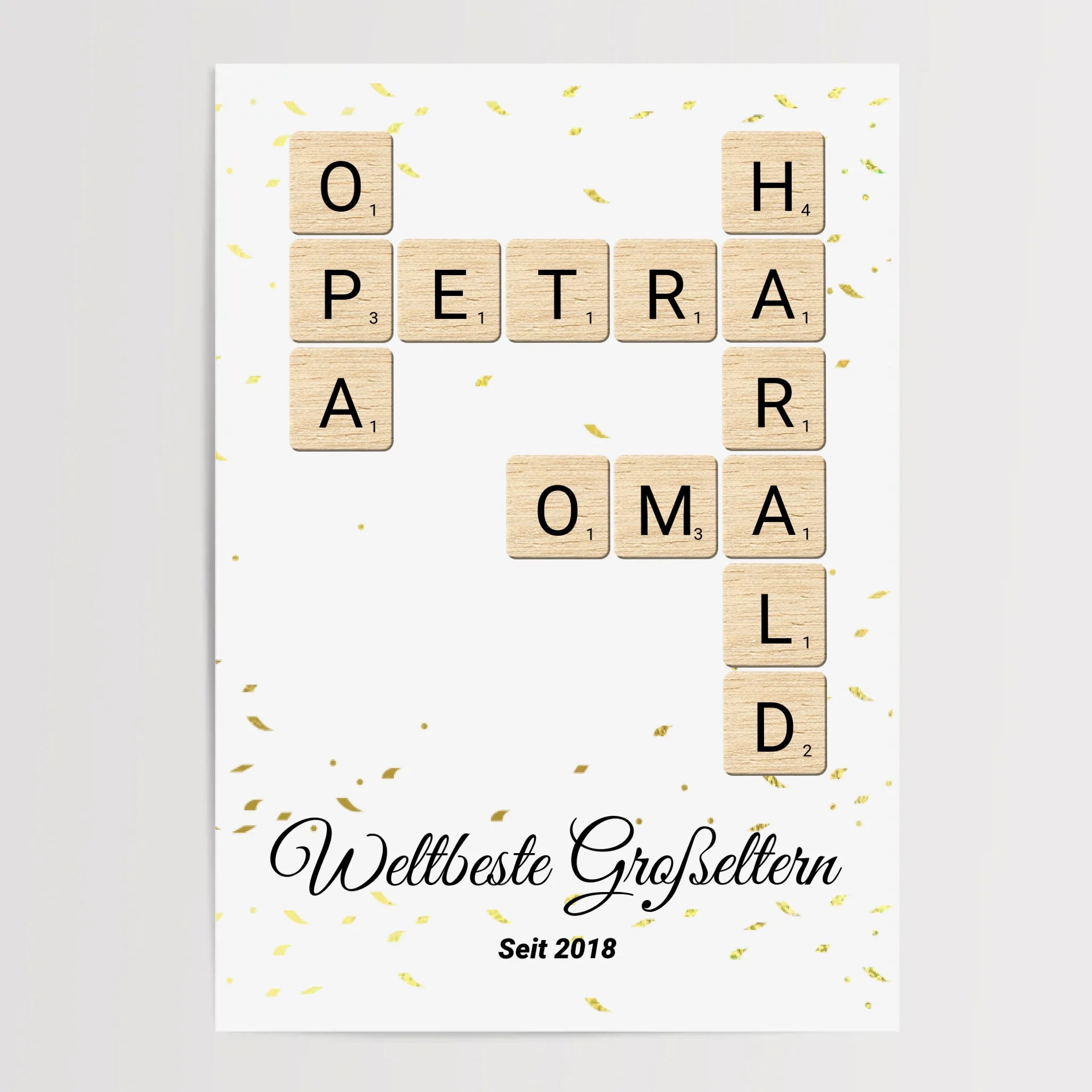 Weihnachtsgeschenk für Großeltern Scrabble Wort Poster personalisierbar - Cantty