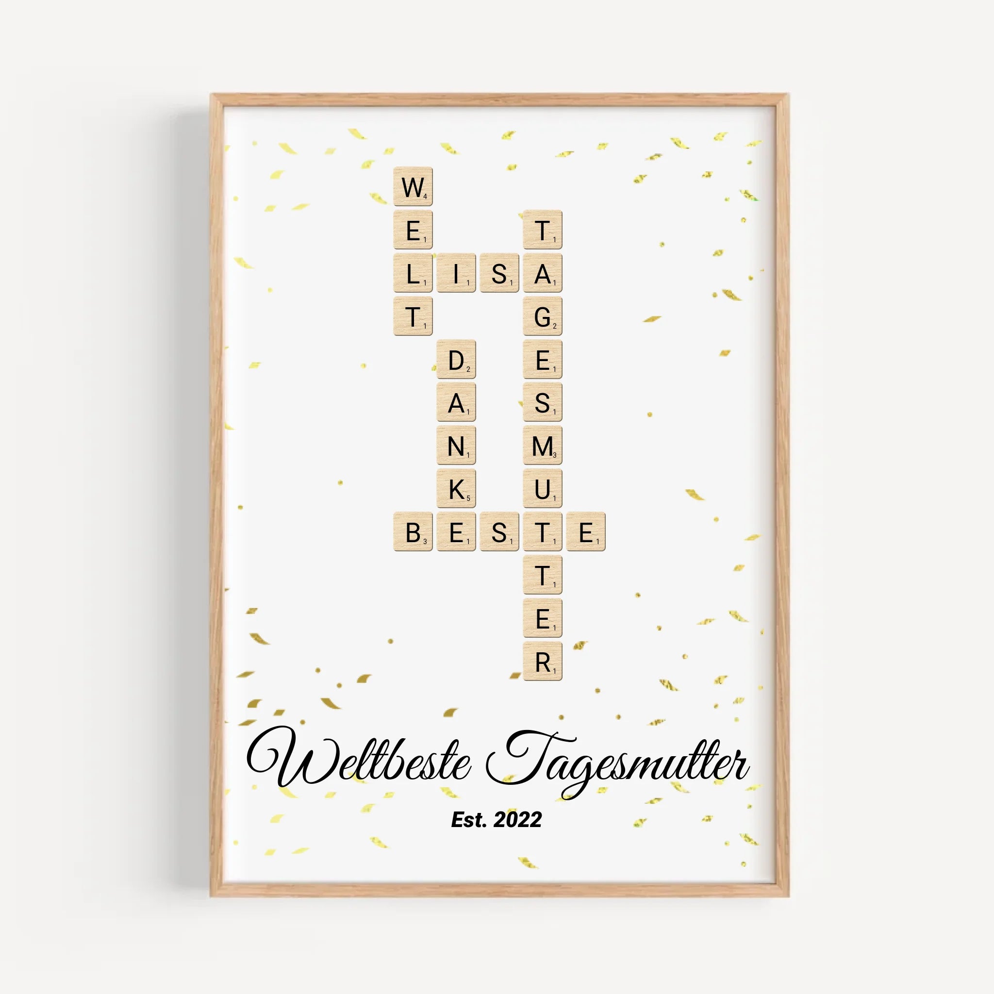Weihnachtsgeschenk für Tagesmutter Scrabble Wort Poster personalisierbar - Cantty