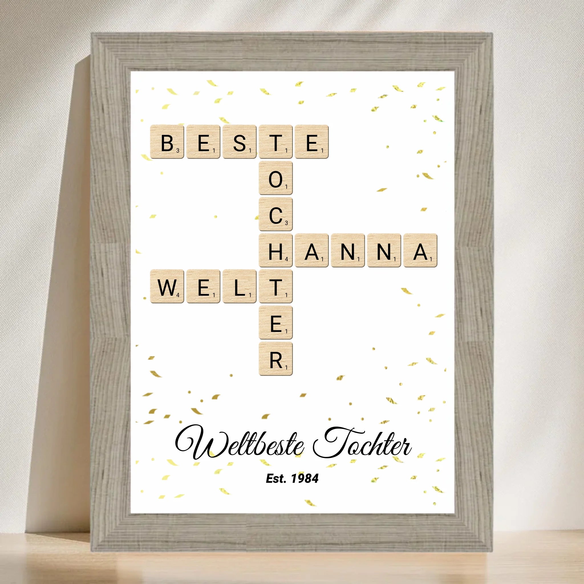 Weihnachtsgeschenk für Tochter Scrabble Wort Poster personalisierbar - Cantty