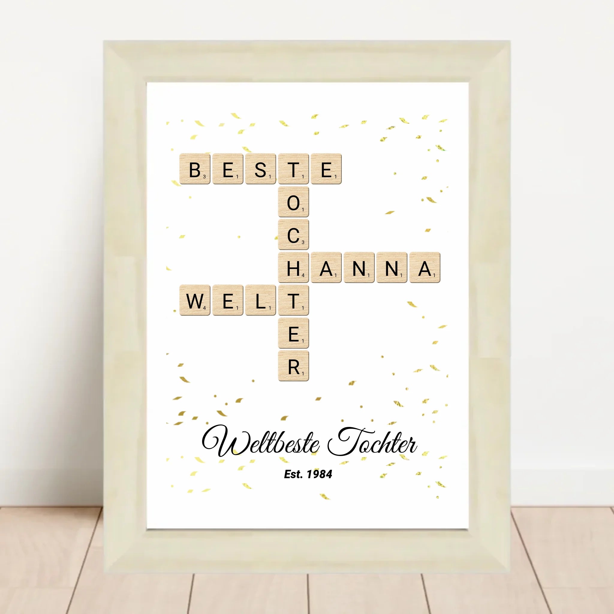 Weihnachtsgeschenk für Tochter Scrabble Wort Poster personalisierbar - Cantty