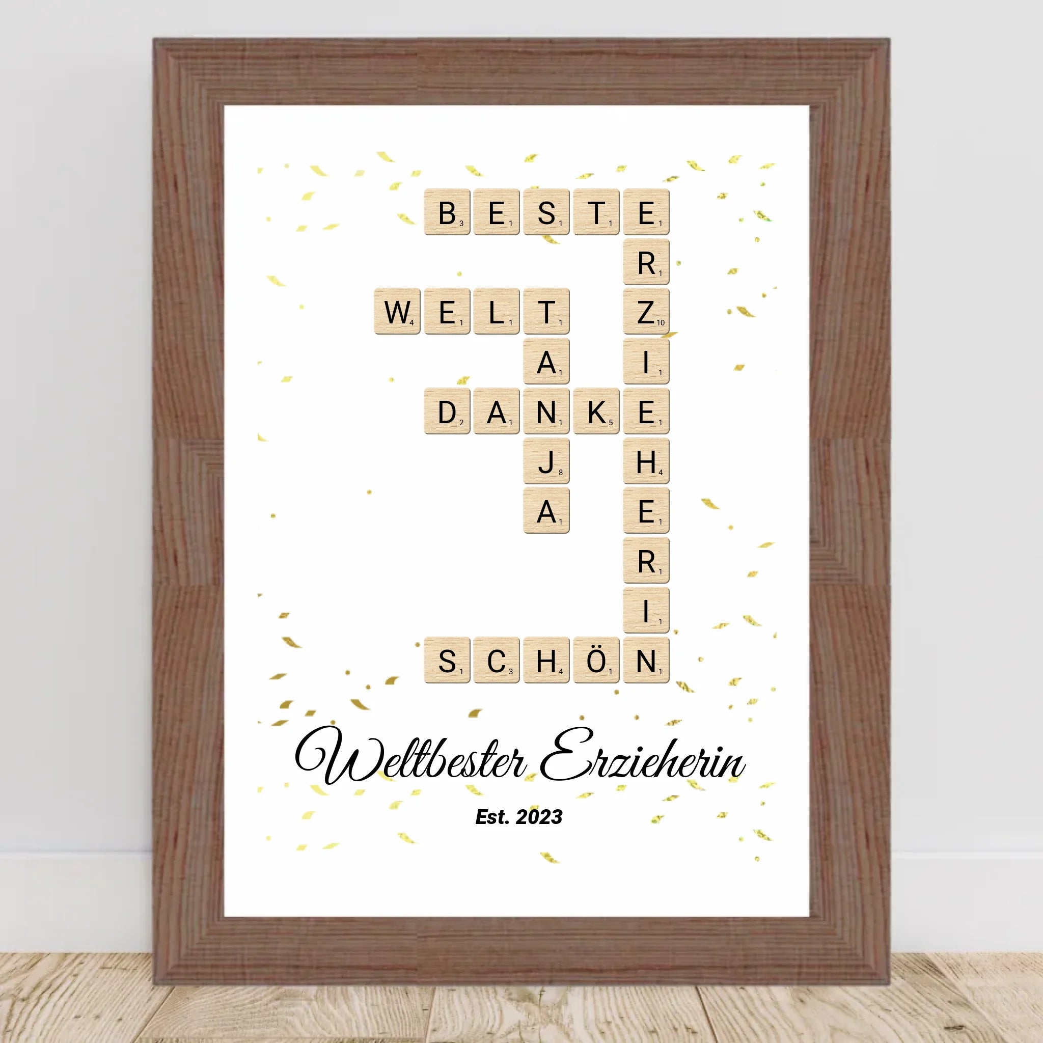 Weihnachtsgeschenk für Erzieherin Scrabble Wort Poster personalisierbar - Cantty