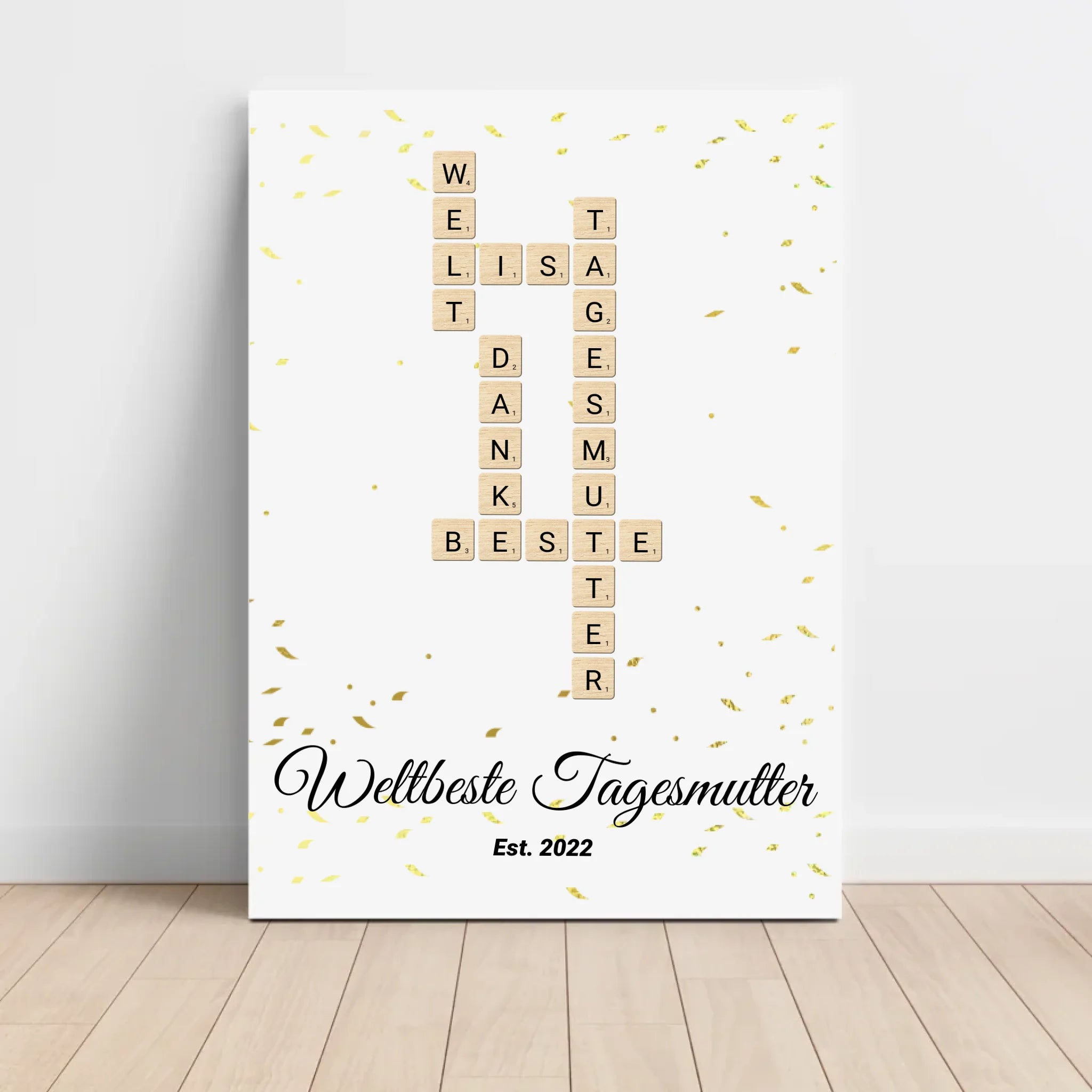 Weihnachtsgeschenk für Tagesmutter Scrabble Wort Poster personalisierbar - Cantty